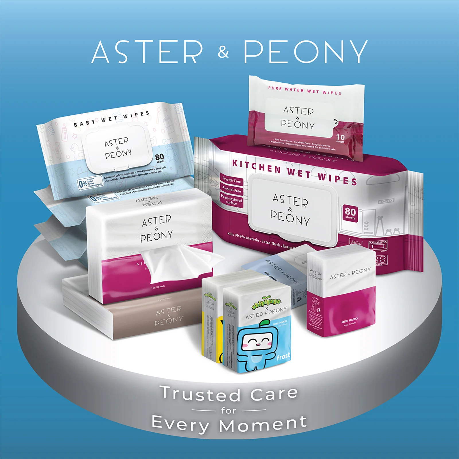 Aster & Peony Pure Water Wet Wipes 10pcs x 3 - Image 3