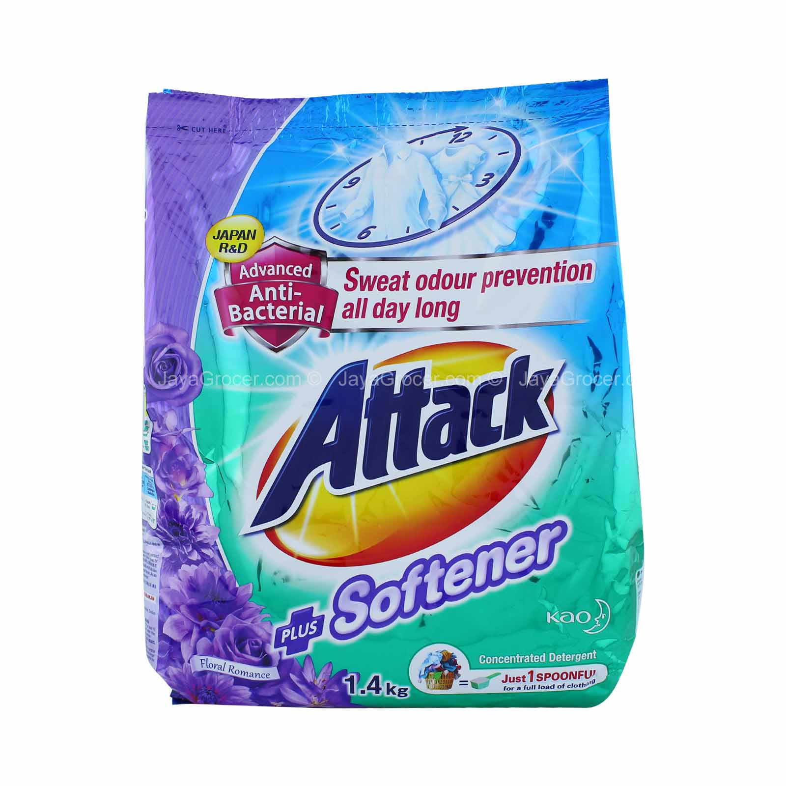 Attack Plus Softener Floral Romance Detergent Powder 1.4kg - Image 2
