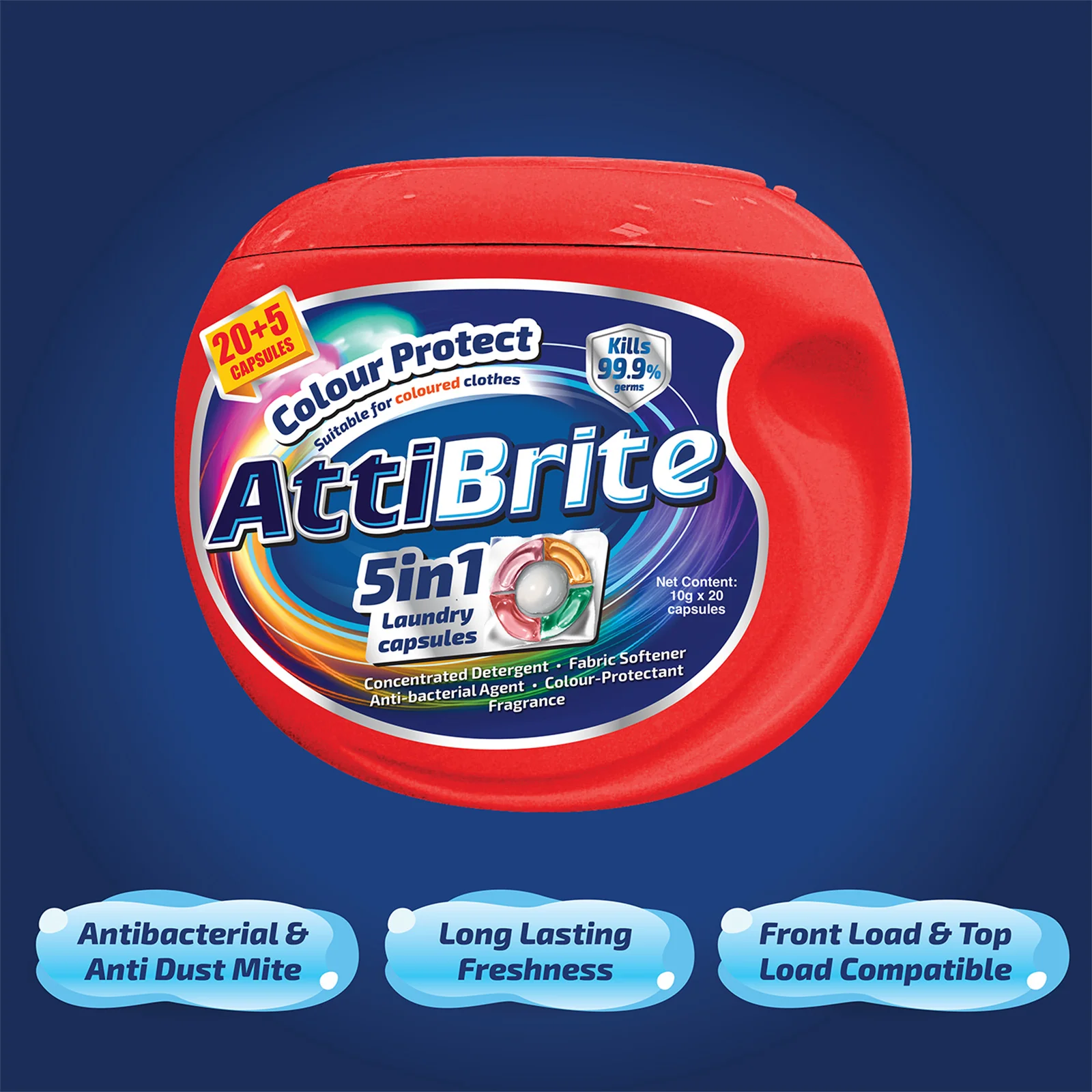 Attibrite Laundry Capsules Colour Protect 10g x 20 - Image 2