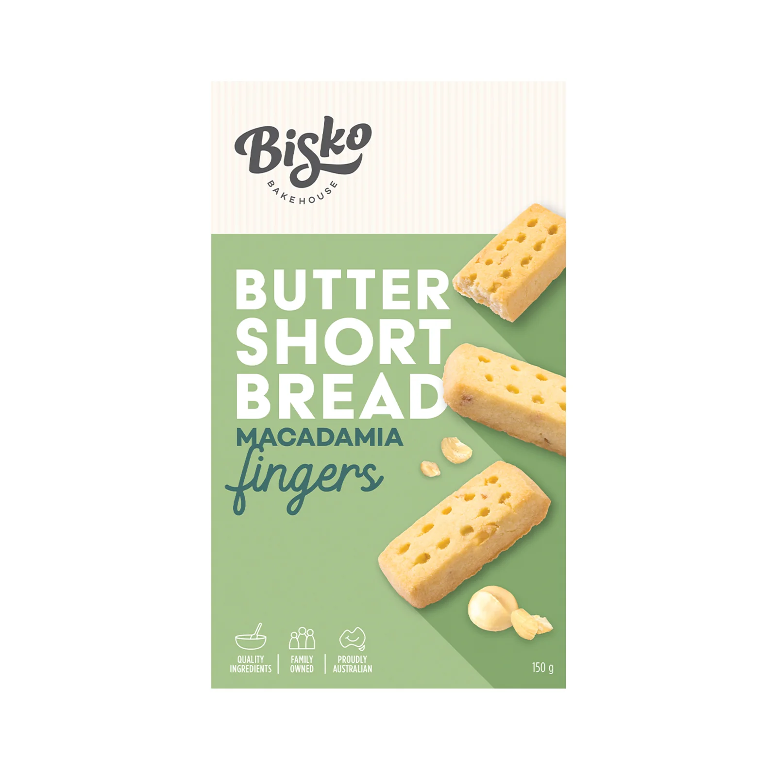 Bisko Bakehouse Traditional Shortbread Macadmia Fingers 150g - Image 2