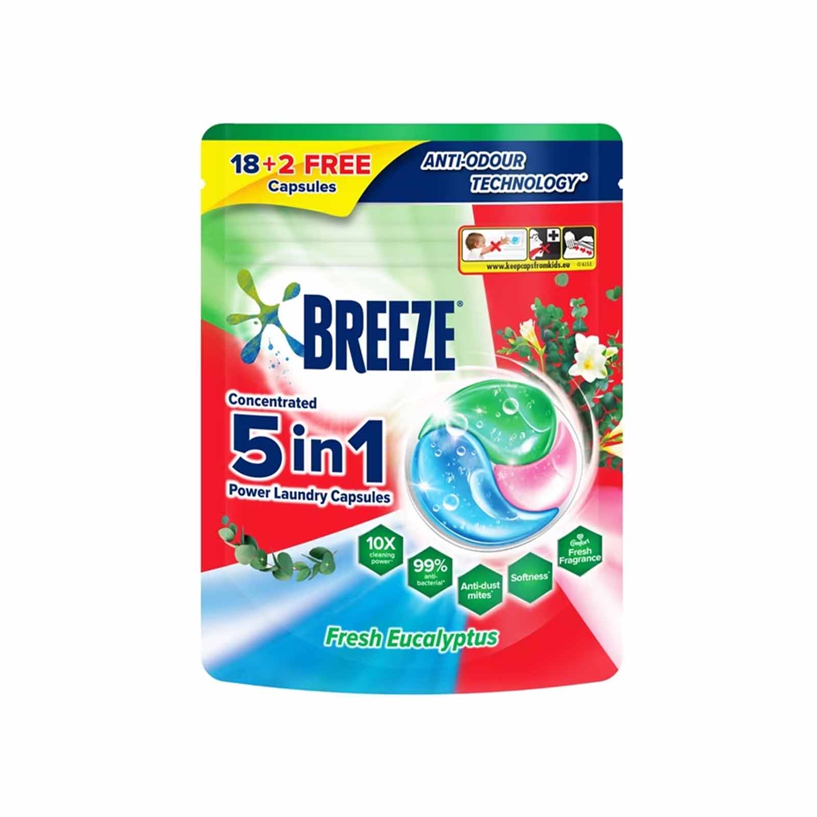 Breeze Eucalyptus Laundry Capsules (Pouch) 210g x 18 - Image 2