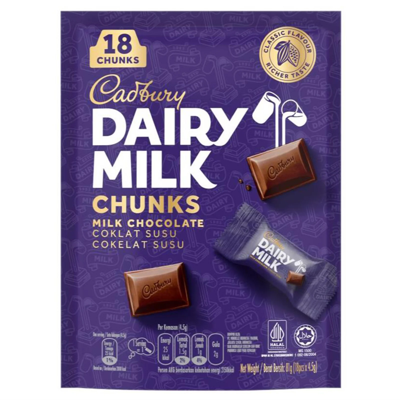 Cadbury Dairy Milk Chunks Mini Chocolate 81g - Image 2