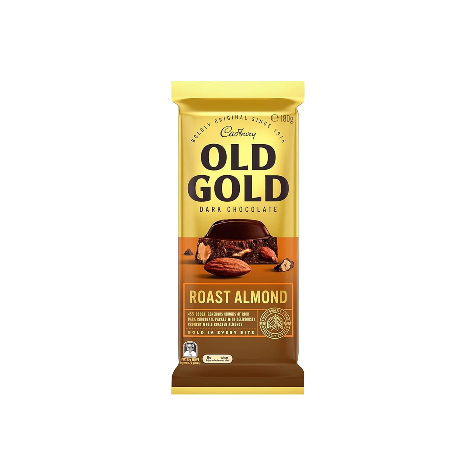 Cadbury Old Gold Roast Almond Dark Chocolate Bar 180g - Image 2