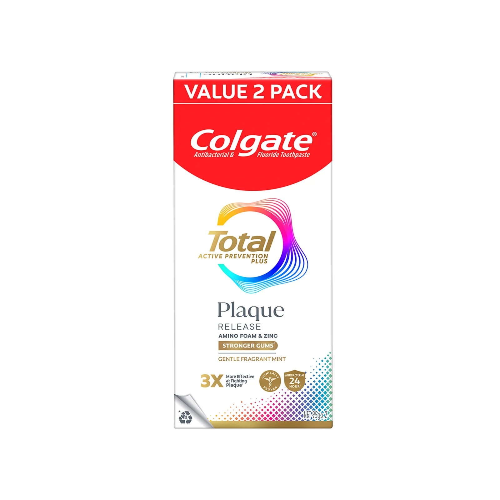 Colgate Total Plaque Realase Gentle Fragrant Mint Toothpaste 95g x 2 - Image 2