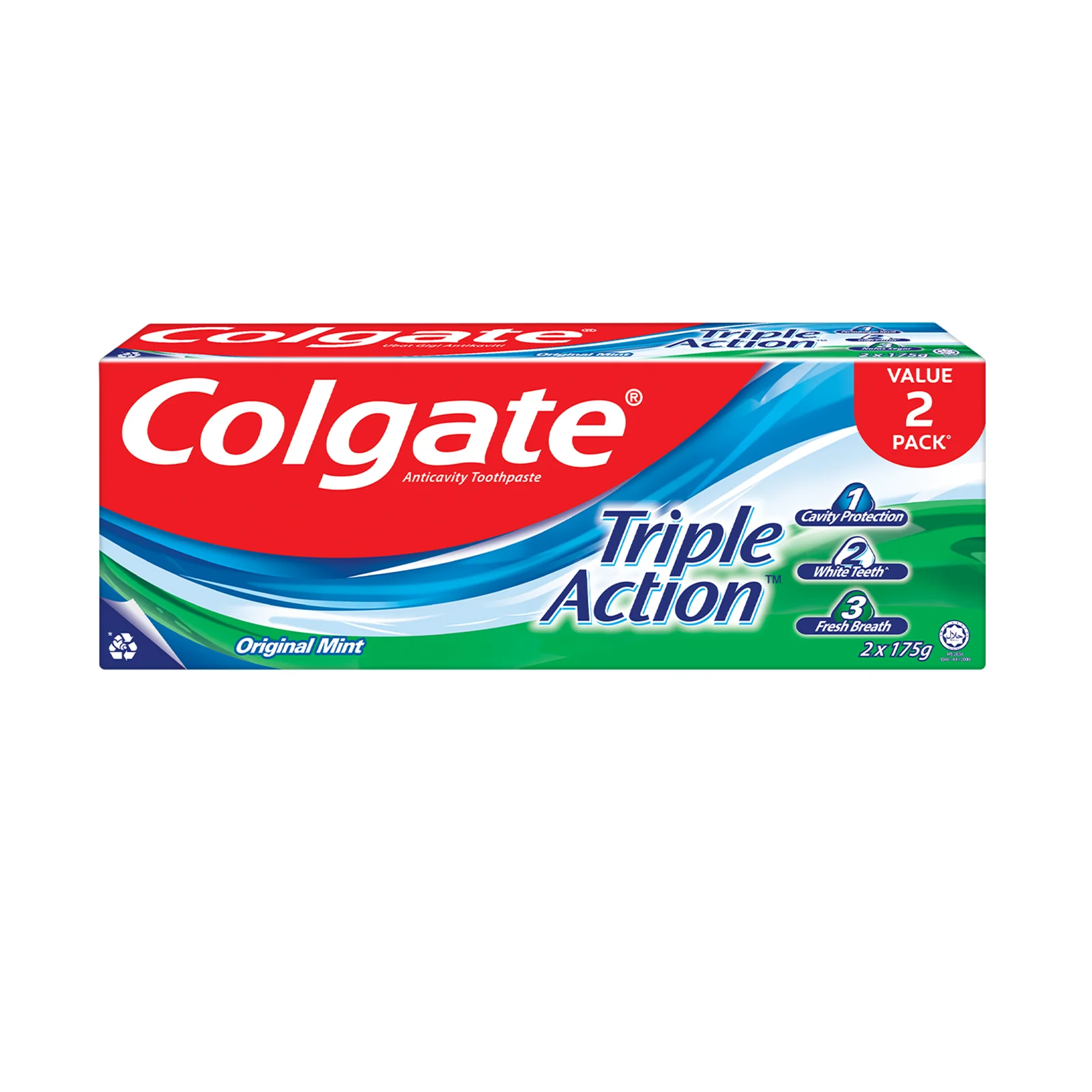 Colgate Triple Action Toothpaste Twinpack 175g x 2 - Image 2