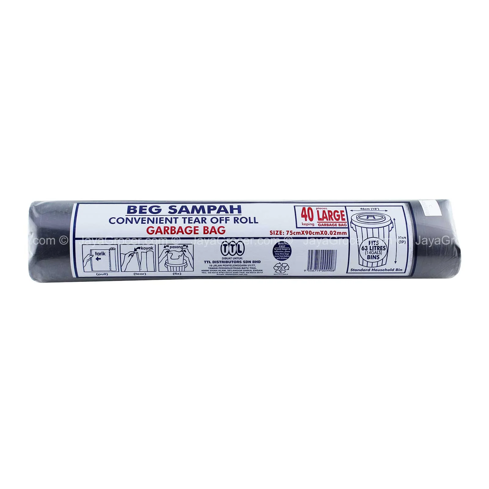 Convenient Tear Off Roll Large Garbage Bag 40pcs/pack - Image 2
