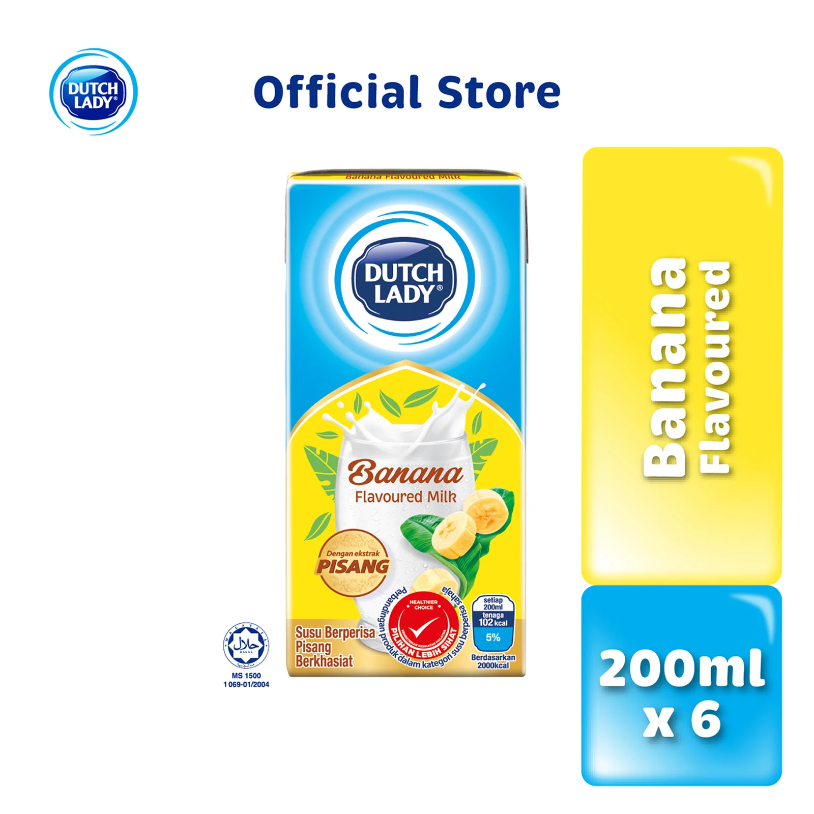 Dutch Lady UHT Milk Banana Flavour 200ml x 6 - Image 2