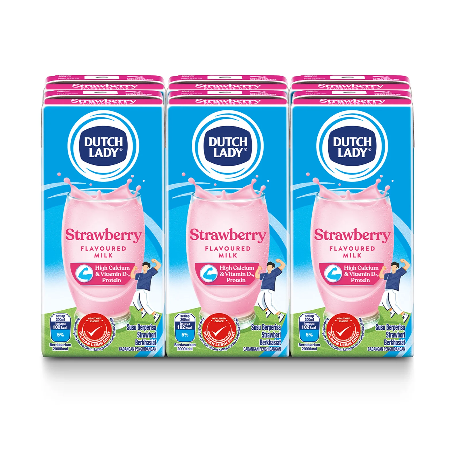 Dutch Lady Pure Farm Strawberry UHT Milk 200ml x 6 - Image 2
