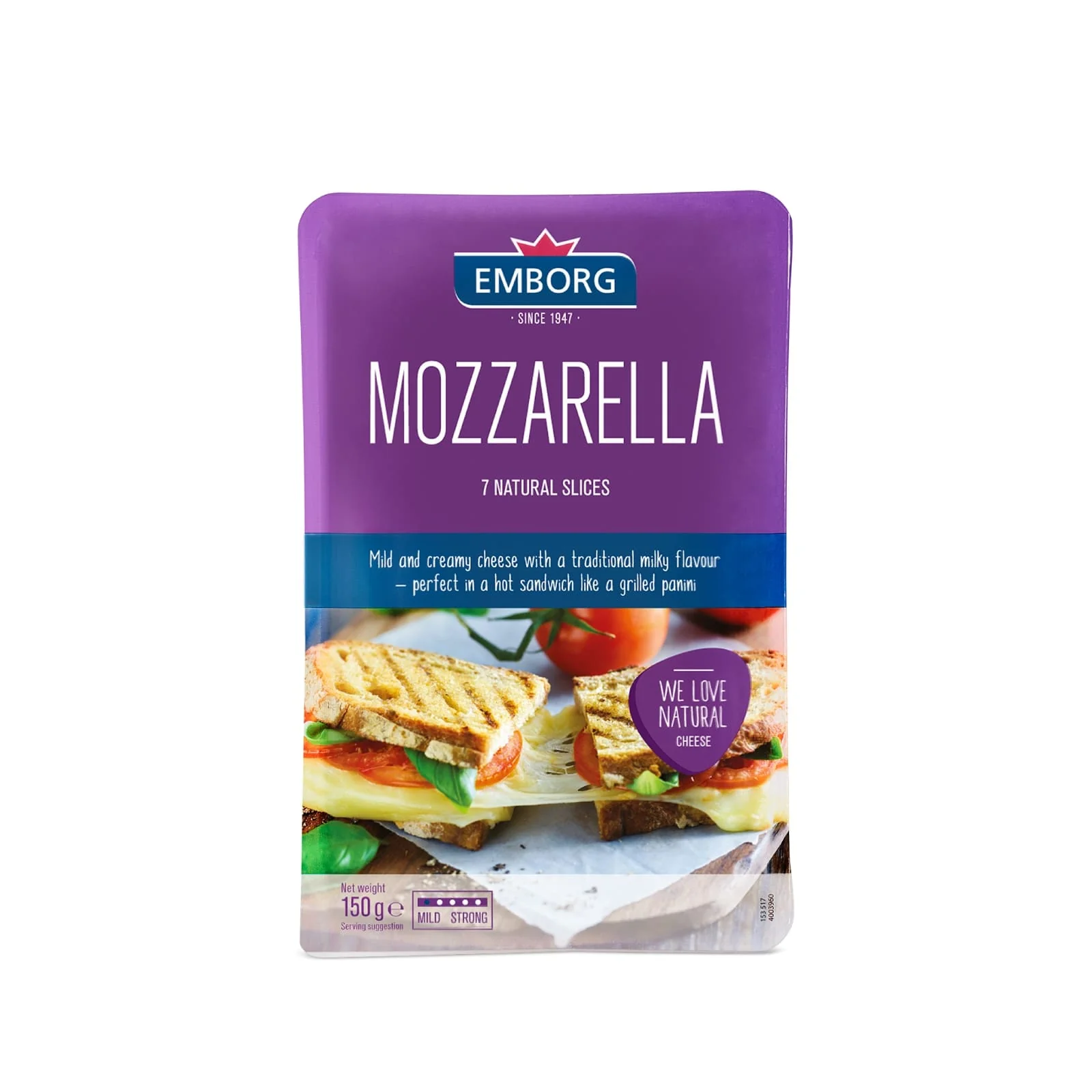 Emborg Natural Sliced Cheese Mozzarella 150g - Image 2