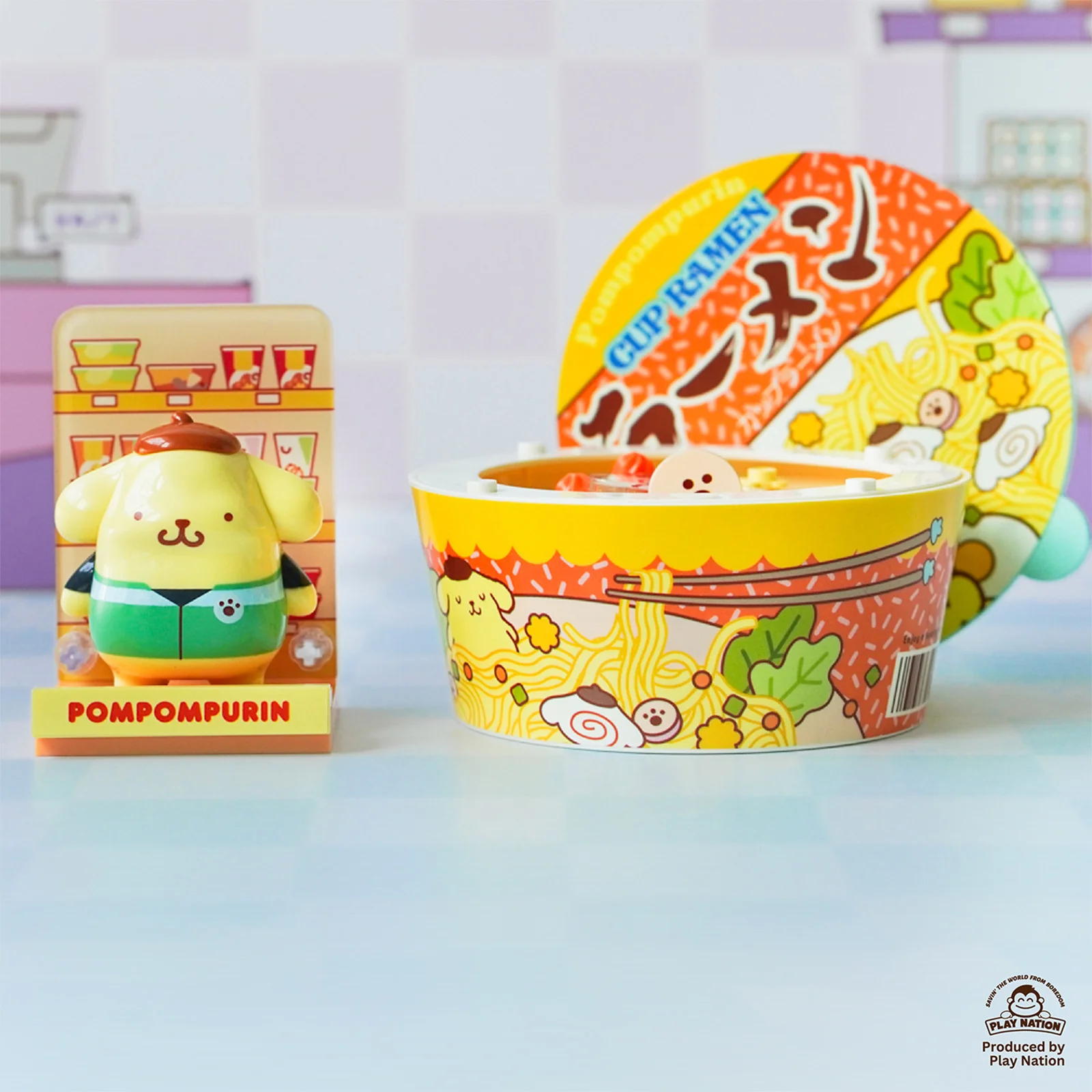 (Exclusive) Pompompurin Instant Ramen - Sanrio Konbini Building Blocks 1set - Image 2