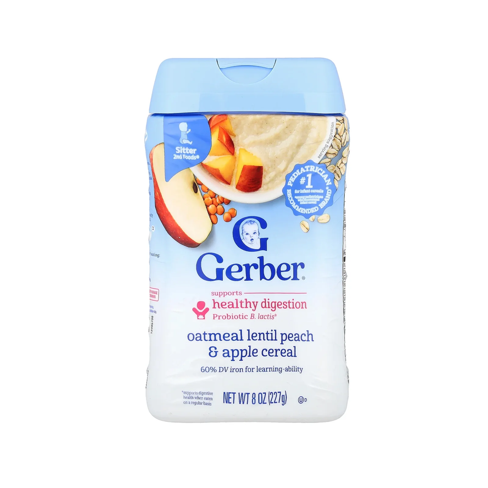Gerber 2nd Foods Probiotic Oatmeal Peach Apple Baby Cereal 227g - Image 2