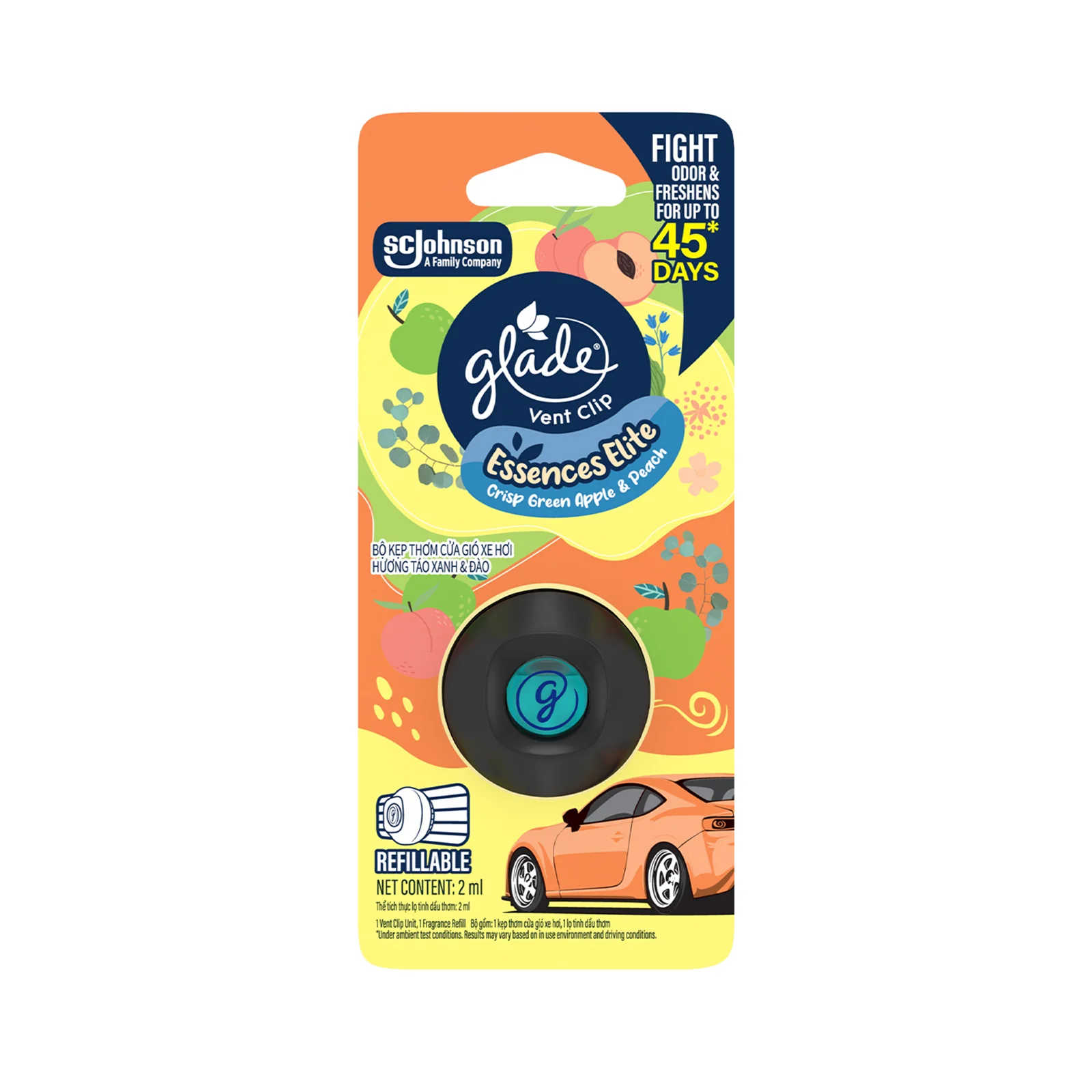 Glade Vent Clip Apple and Peach Starter Kit 2ml