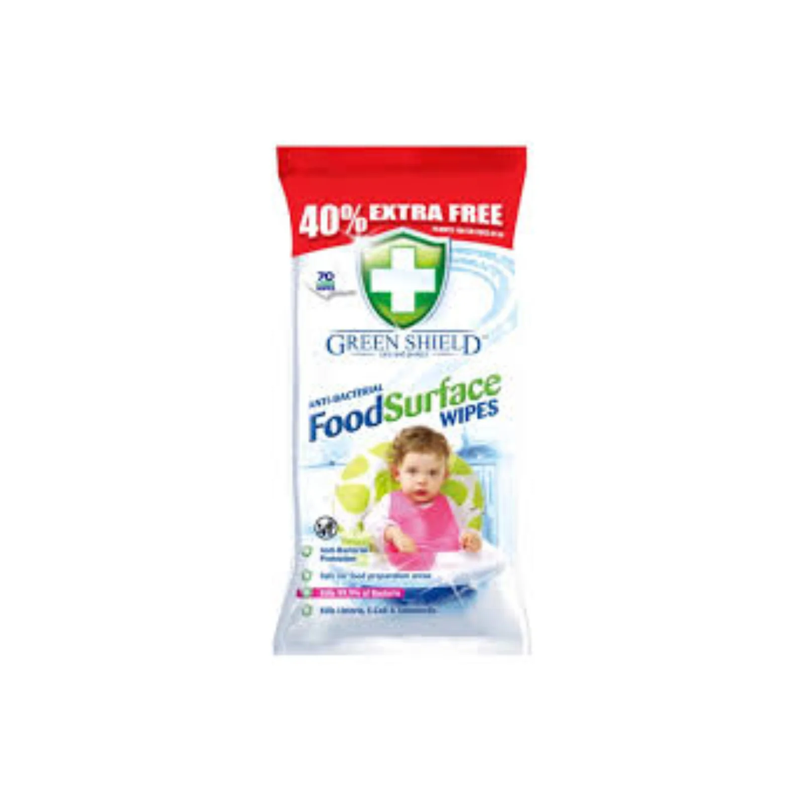 Green Shield Anti-Bacterial Food Surface Wipes 1pack - Image 2