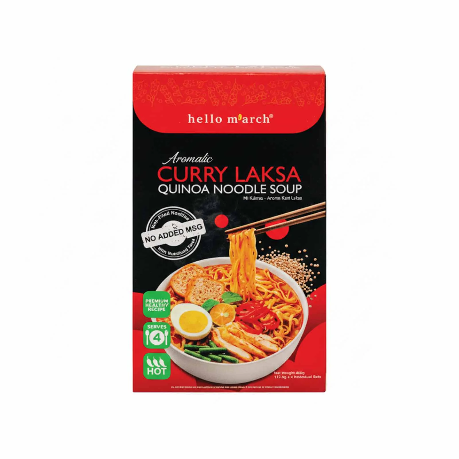 Hello M'arch Aromatic Curry Laksa Quinoa Noodle Soup 450g - Image 2