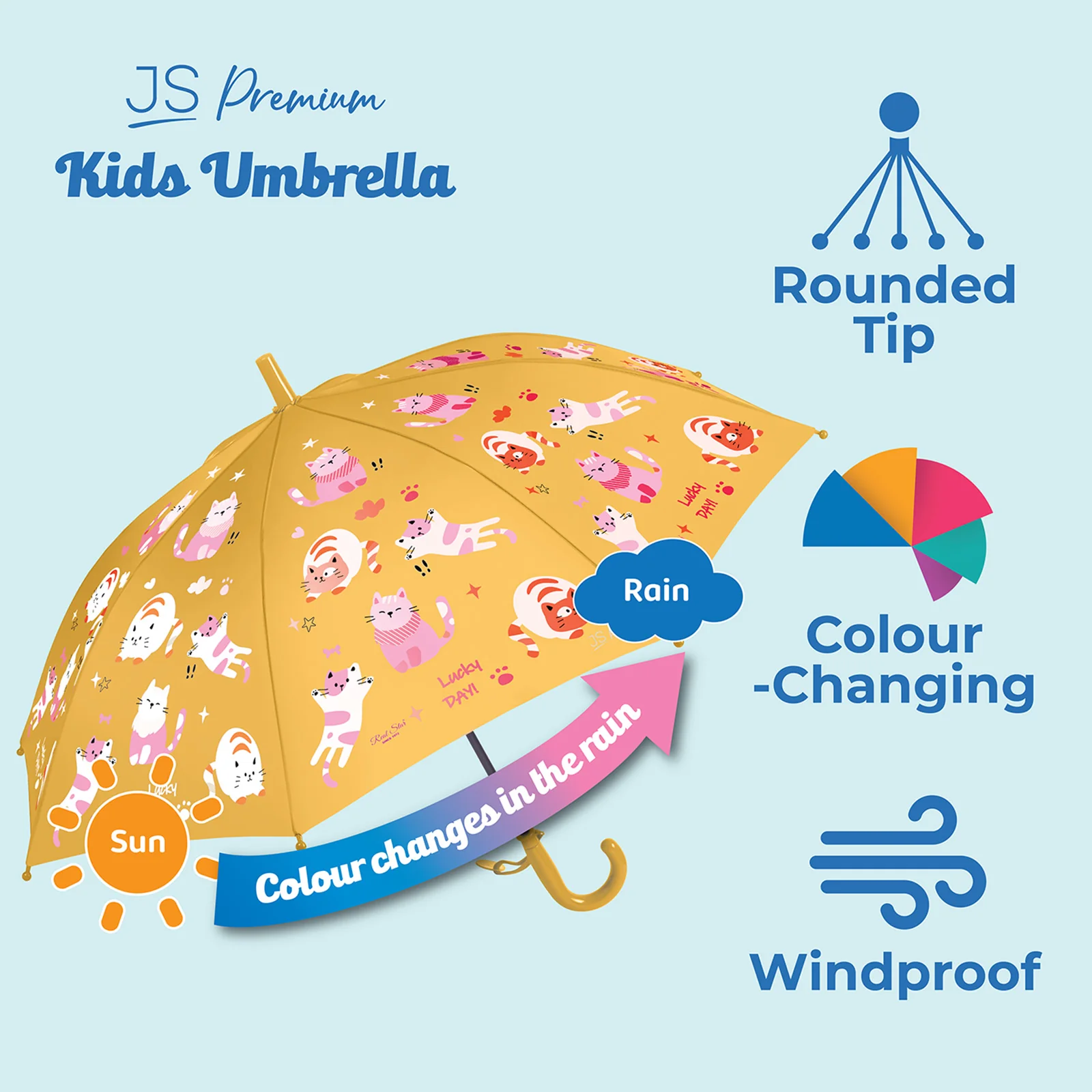 JS Premium Kids Umbrella Orange Kitten 1unit - Image 2