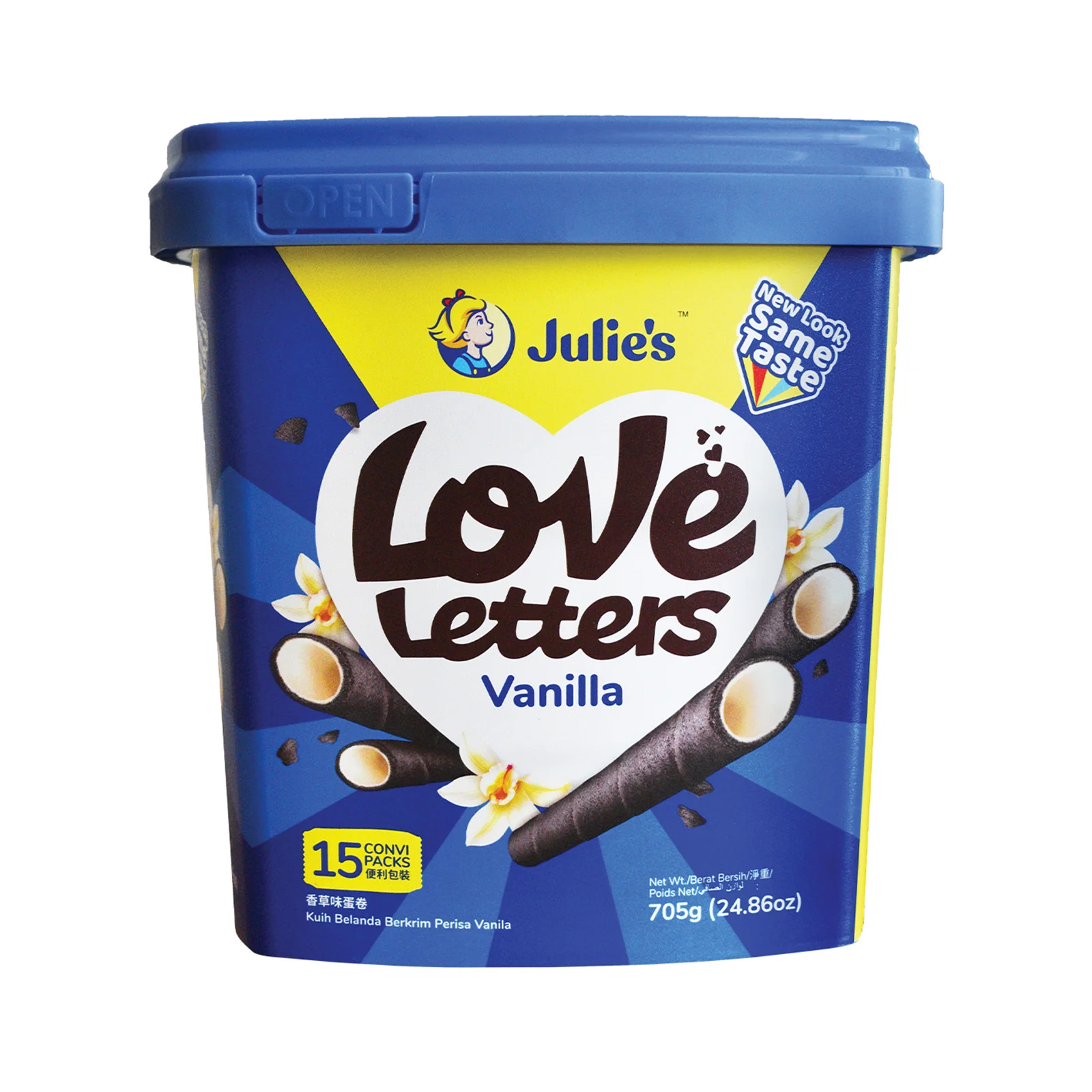 Julie's Love Letter Biscuit Wafers with Vanilla Cream (Tub) 705g - Image 2