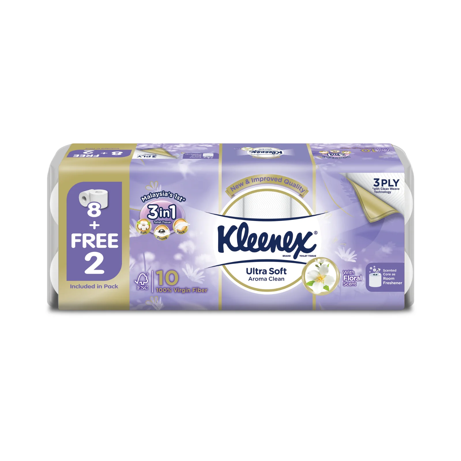 Kleenex Ultra Soft Aroma Clean with Floral Scent 8+2 rolls - Image 2