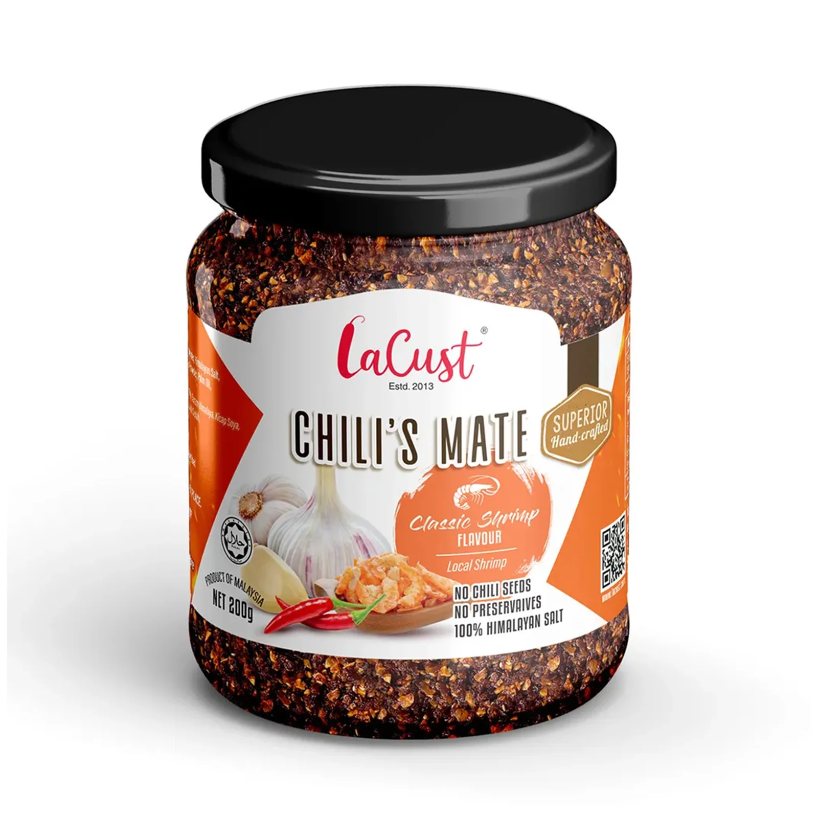 La Cust Chilis Mate (Classic Shrimp Garlic Chili) 190g - Image 2