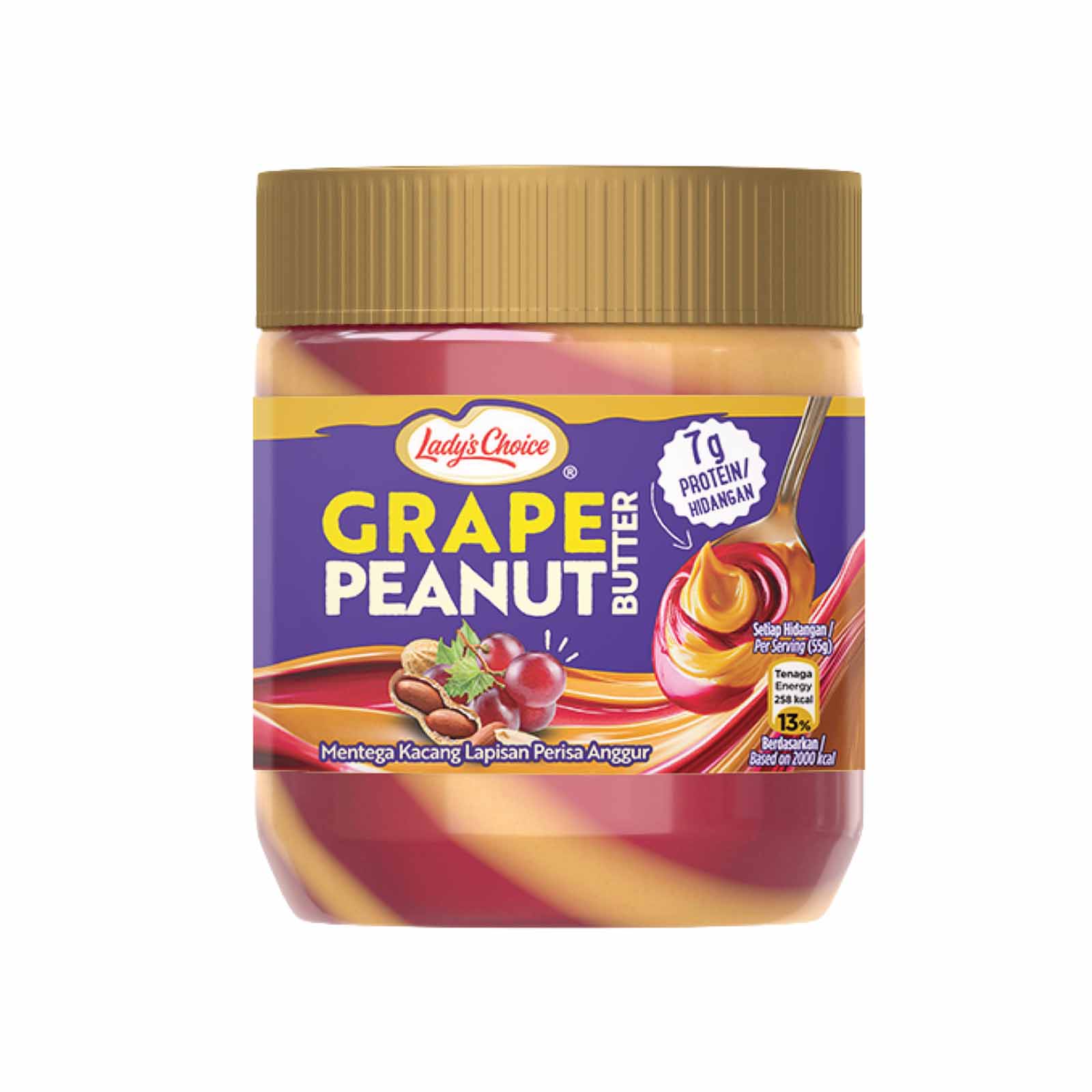 Ladys Choice Grape Flavored Stripes Peanut Butter 350g - Image 2