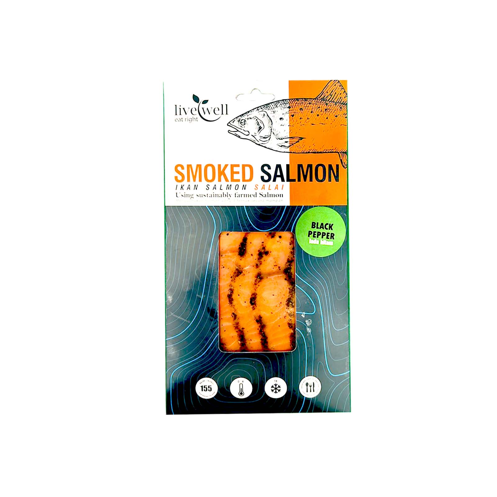 Live Well Smoked Salmon (Black Pepper) 75g - Image 2