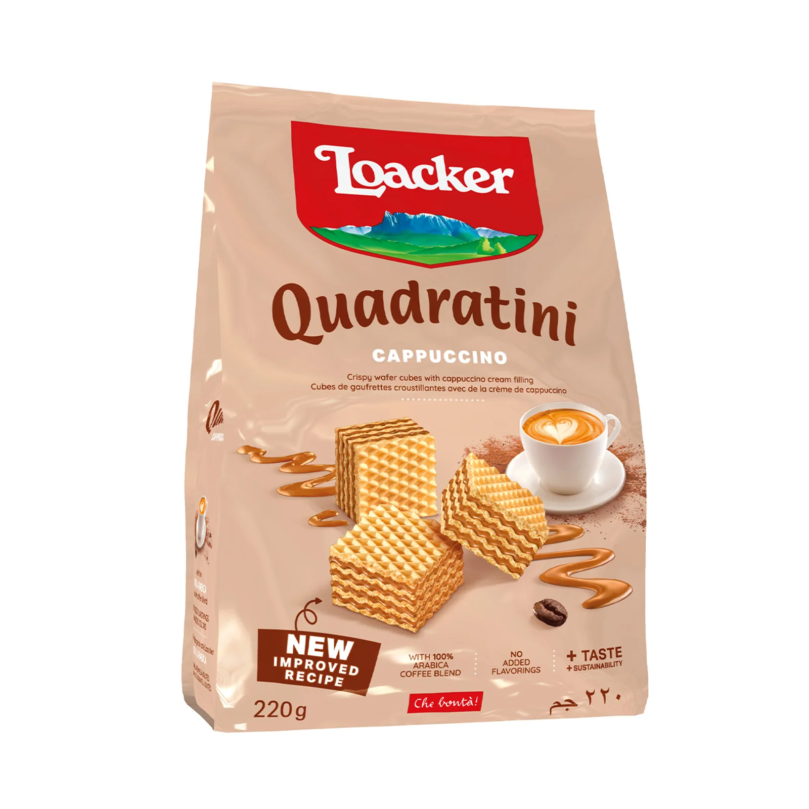 Loacker Quadratini Cappuccino Wafer Cookies 220g - Image 2