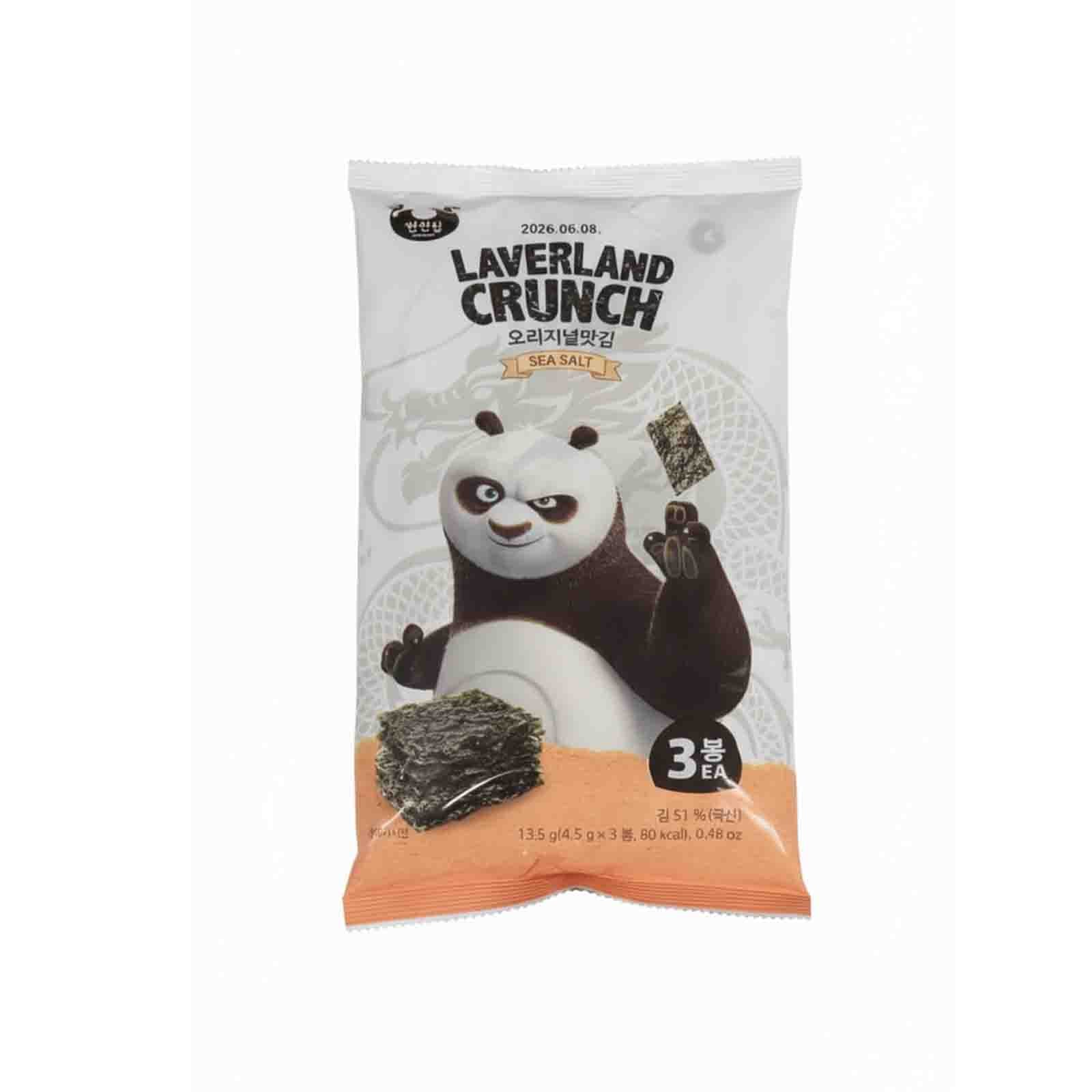 Manjun Laverland Crunch Sea Salt Korean Seaweed 4.5g x 3 - Image 2