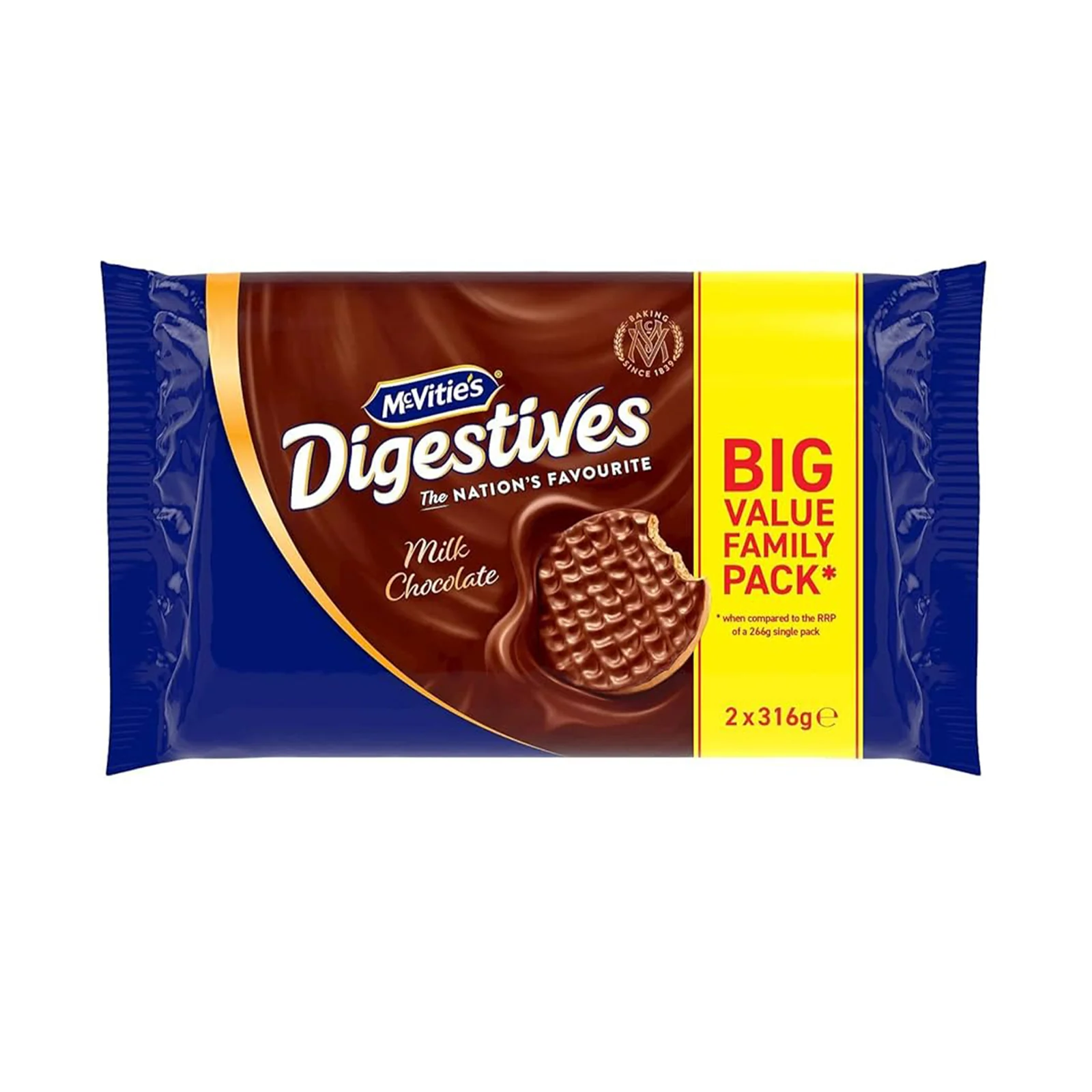 McVities Digestives Milk Chocolate (Twin Pack) 316g x 2 - Image 2