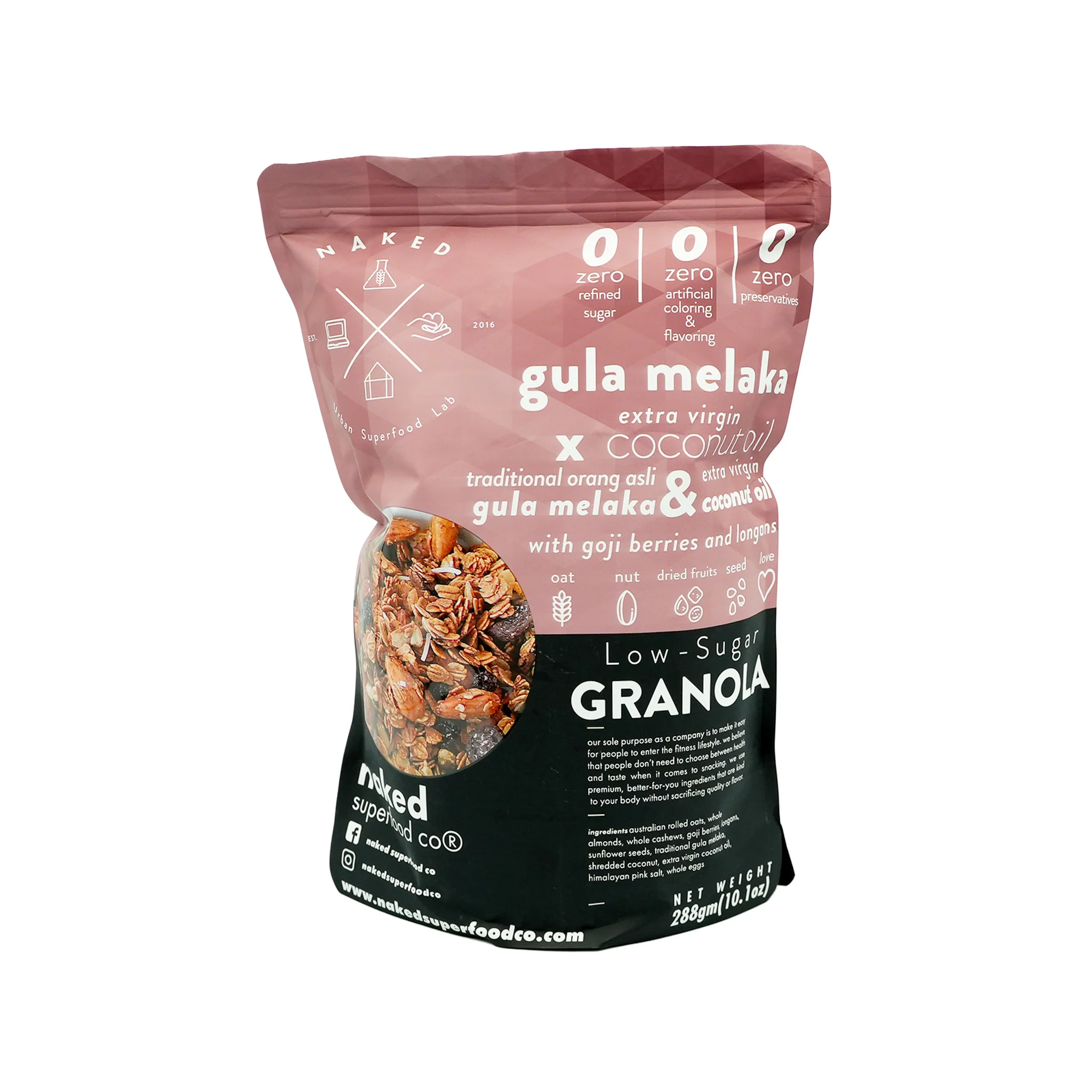 Naked Superfood Low Sugar Granola Gula Melaka 288g - Image 2