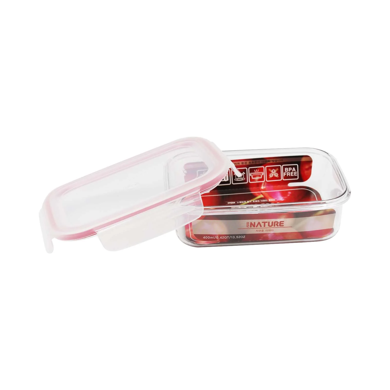 Nature Red Clear Container (Rectangular) 400ml - Image 2