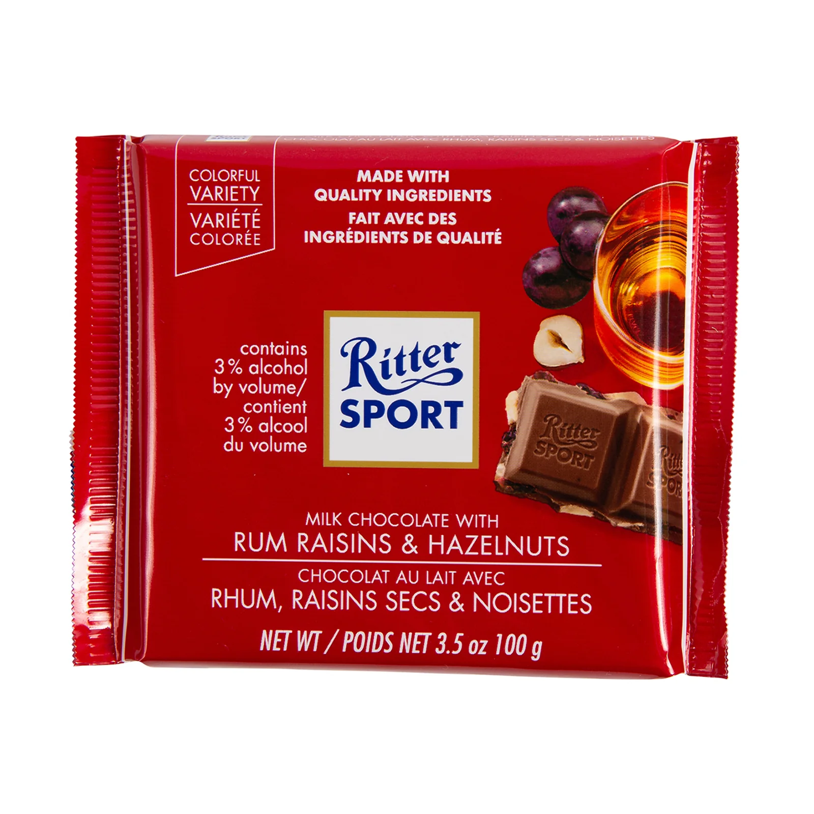 [NON-HALAL] Ritter Sport Rum-Rasin and Hazelnut Chocolate Bar 100g - Image 2