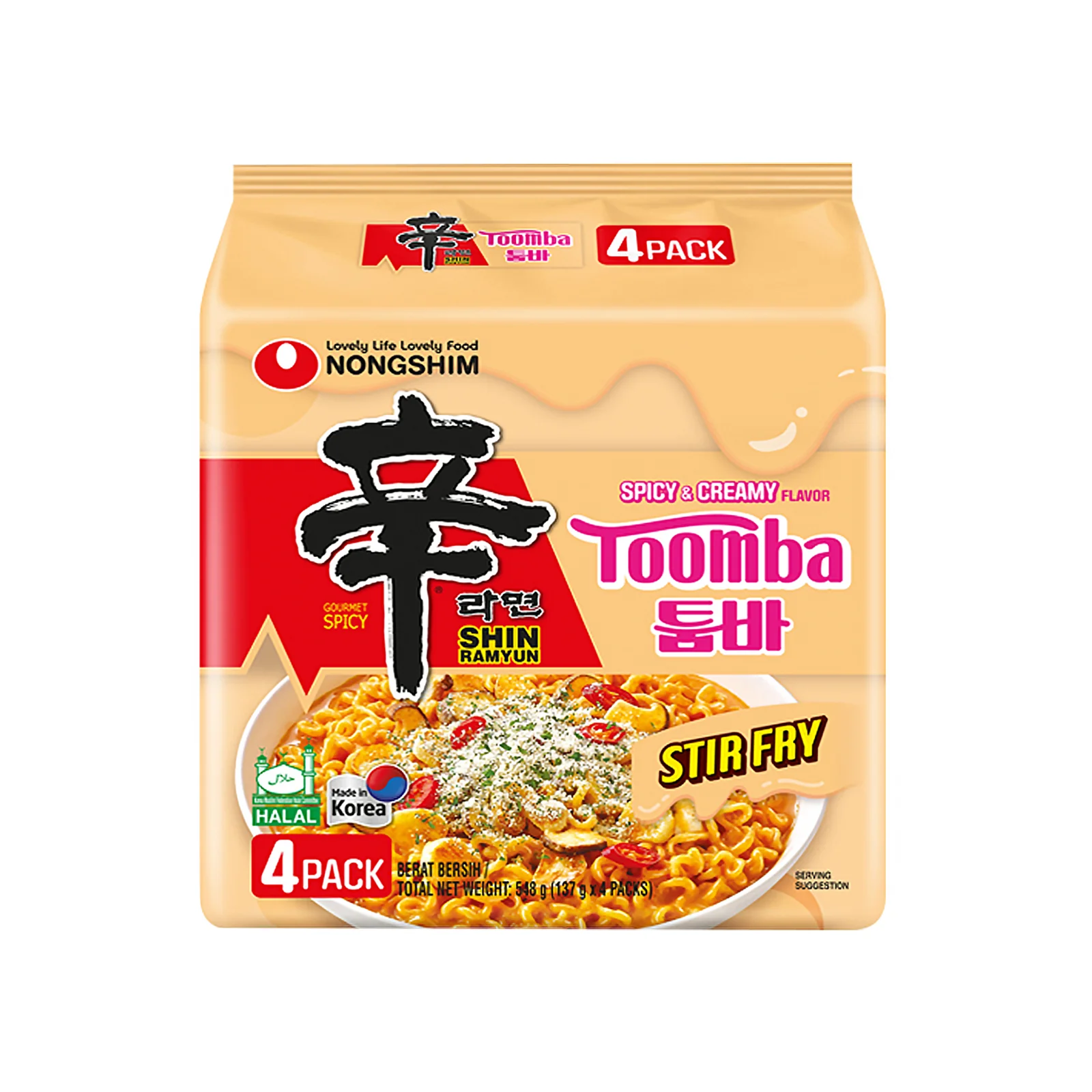 Nongshim Spicy and Creamy Toomba Shin Ramyun (Stir Fry) 137g x 4 - Image 2