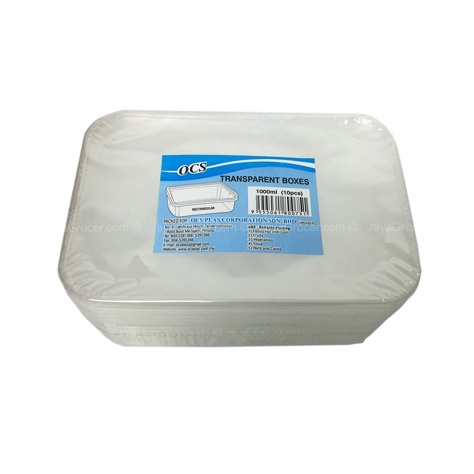 Ocean Plastic Polypropylene Box Rectangular Clear 1L x 10 - Image 2