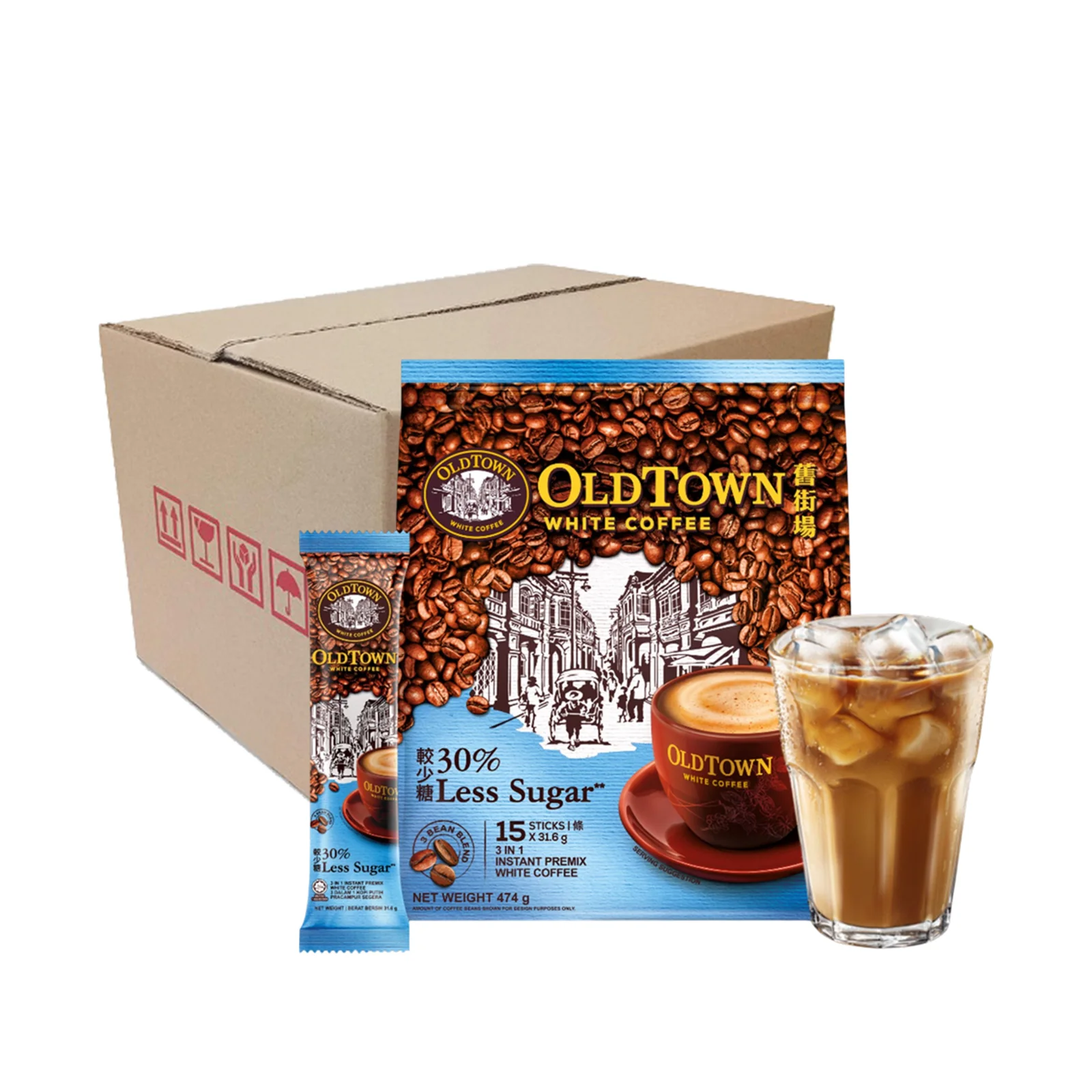 Old Town Less Sugar Instant 3 in 1 Premix White Coffee 31.6g x 15 - Image 4