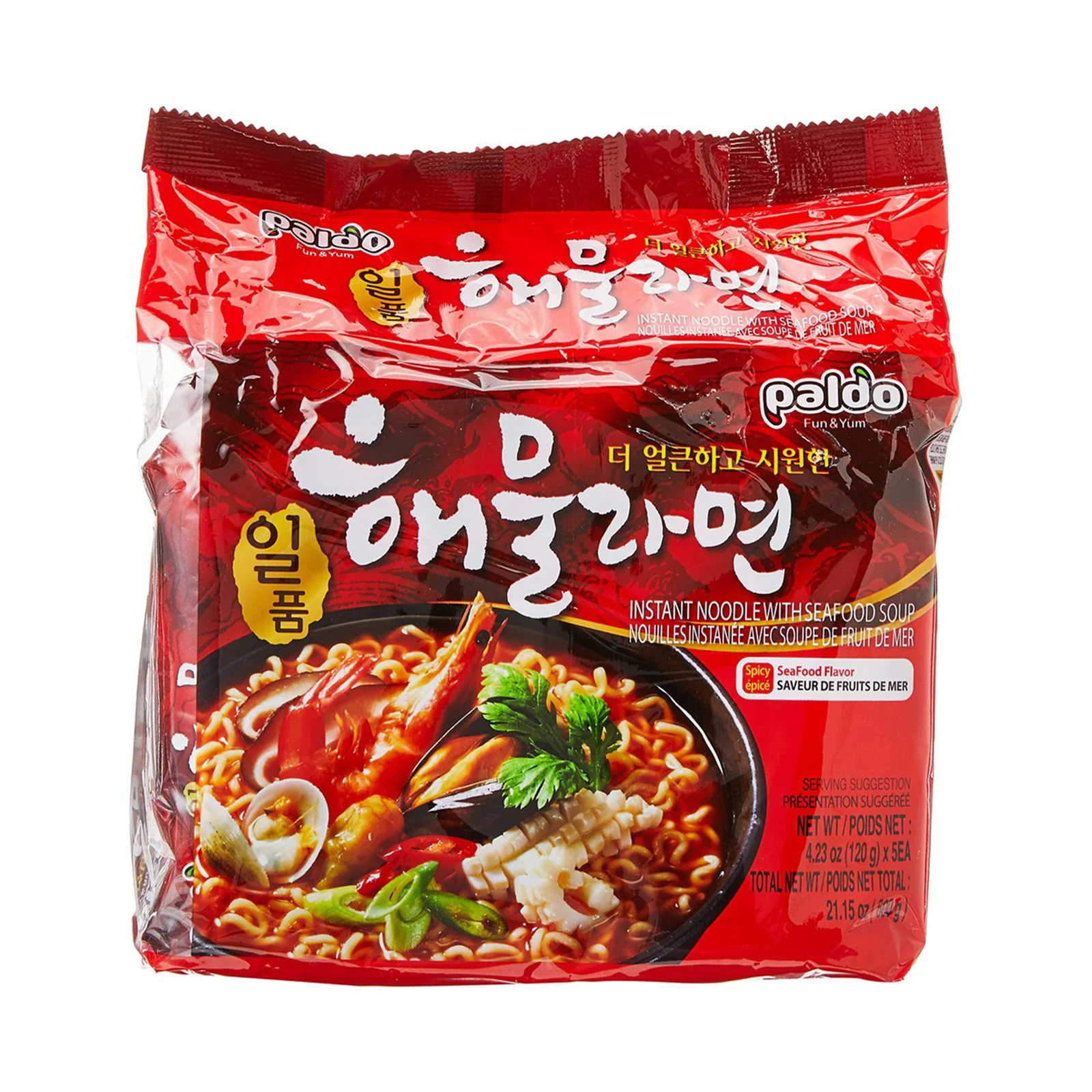 Paldo Iloom Spicy Seafood Ramen Instant Noodles 120g x 5 - Image 2
