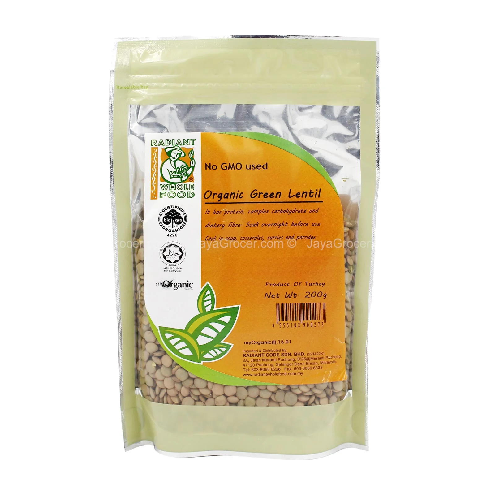 RADIANT ORGANIC GREEN LENTIL 200G *1 - Image 2