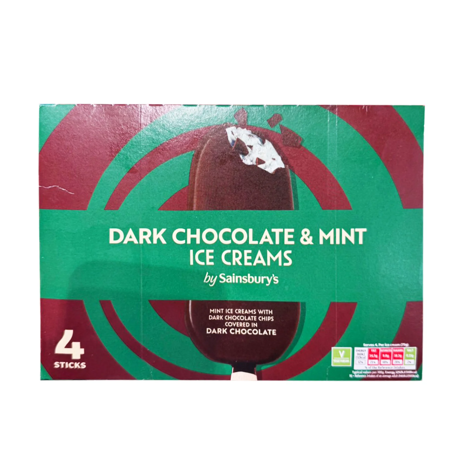 Sainsbury's Dark Chocolate and Mint Indulgence Ice Cream Sticks 110ml x 4