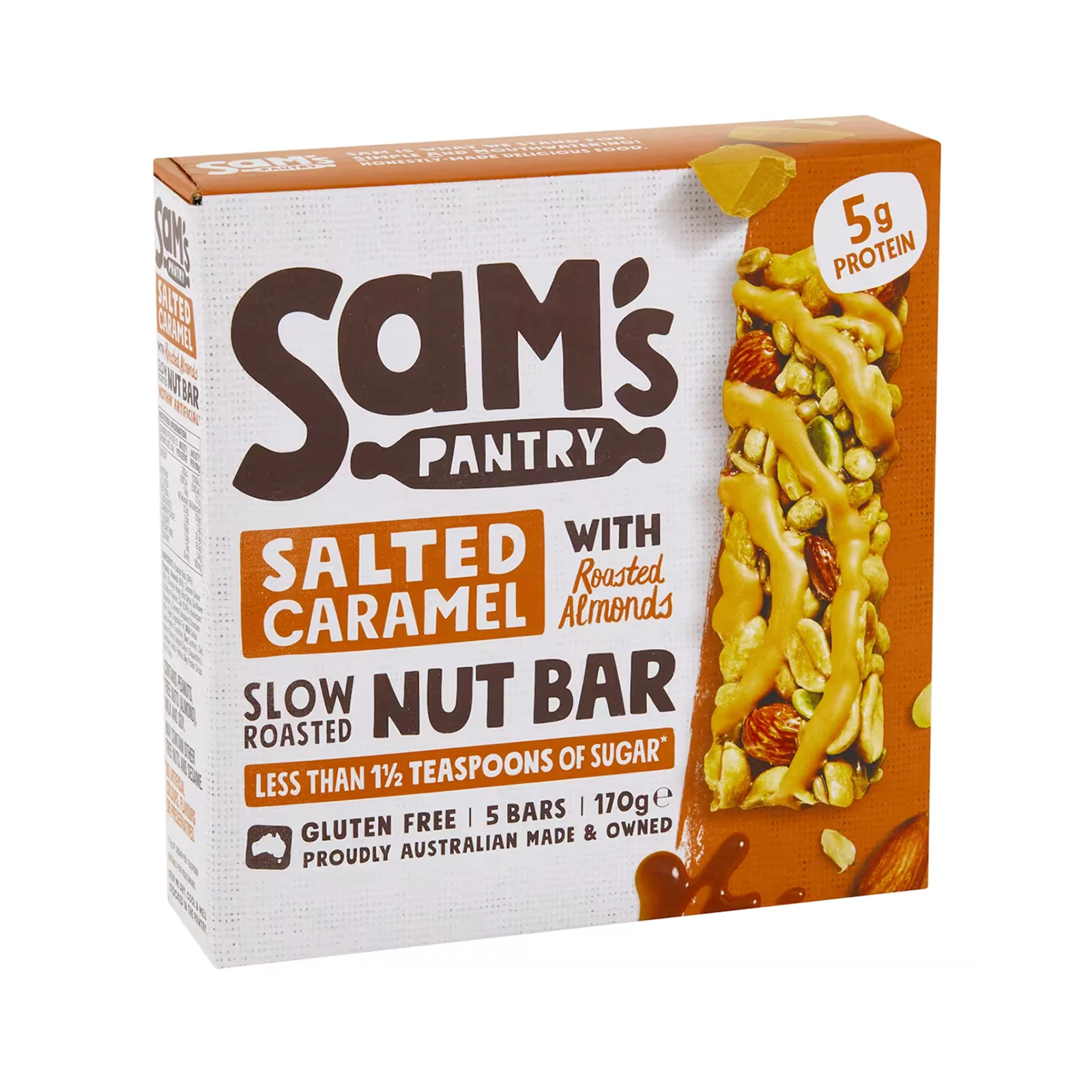 Sams Pantry Nut Bar Salted Caramel 170g