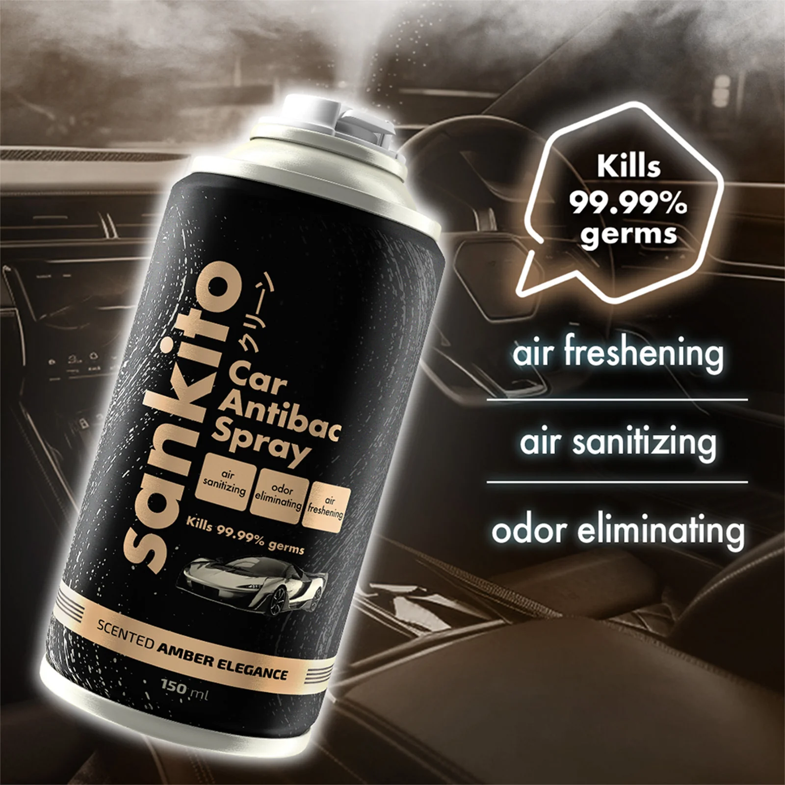 Sankito Car Antibac Spray Amber Elegance 150ml - Image 2