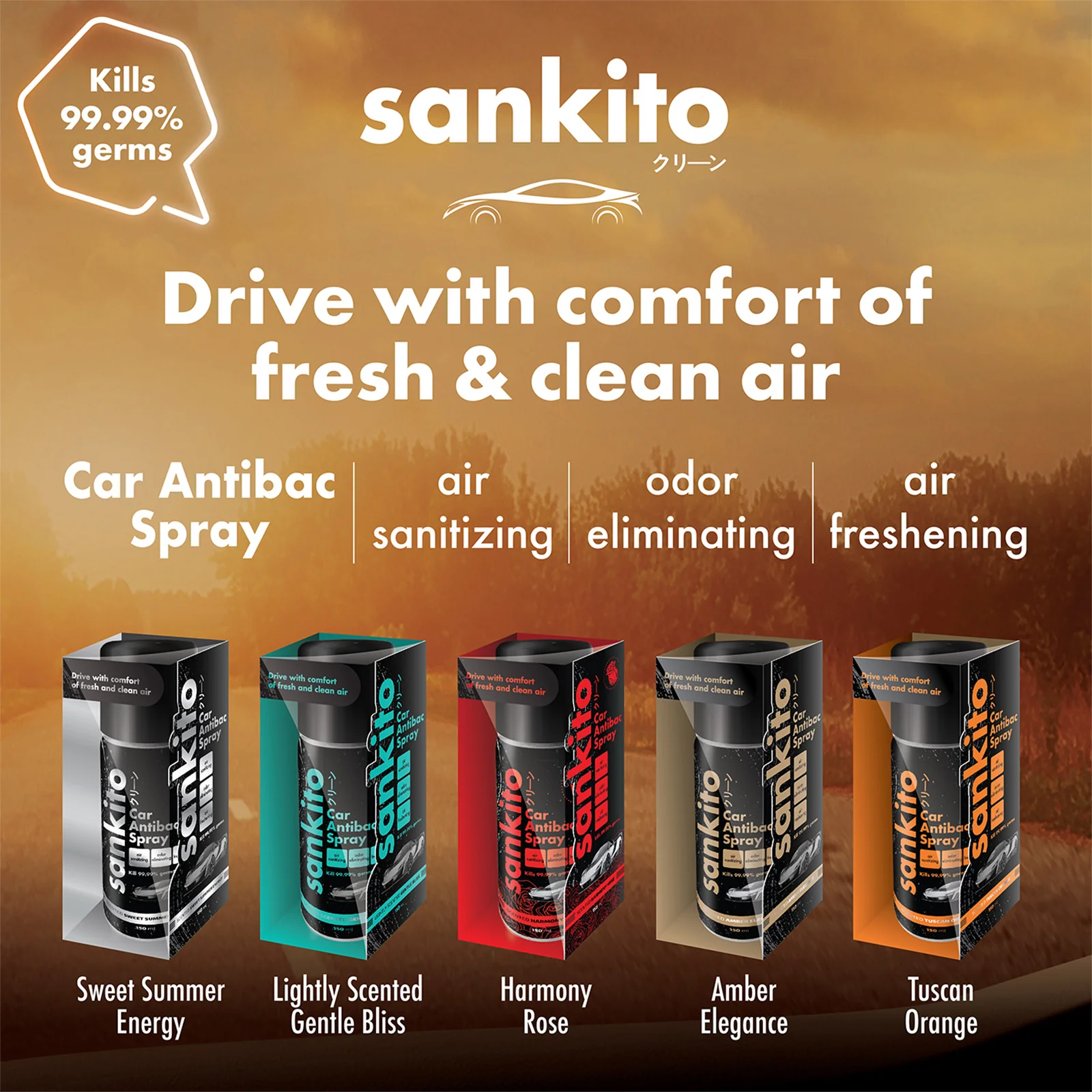 Sankito Car Antibac Spray Harmony Rose Scent 150ml - Image 3