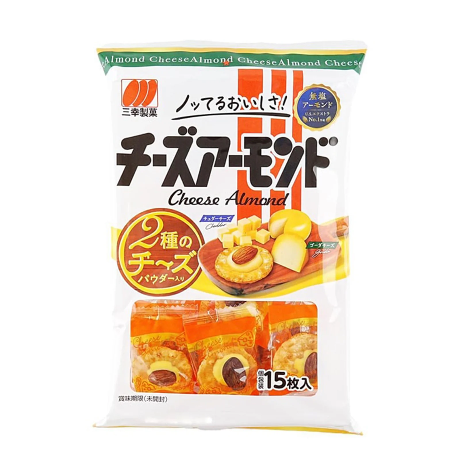 Sanko Cheese Almond Rice Cracker Snack 73g - Image 2
