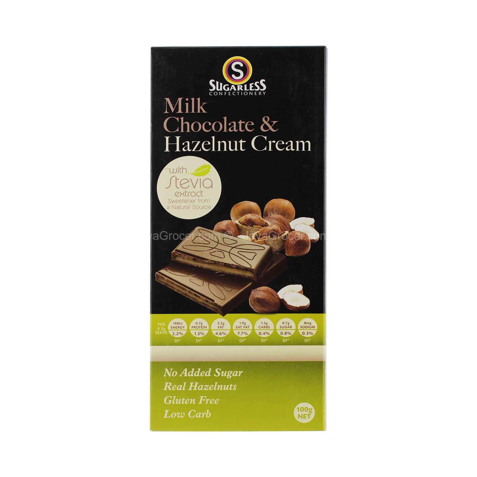 SUGARLESS STEVIA C/MILK H/NUT CRM 100G