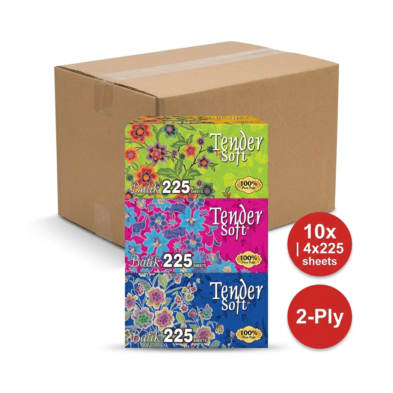 Tender Soft (Batik) 2ply Facial Tissue 225sheets x 4 - Image 2