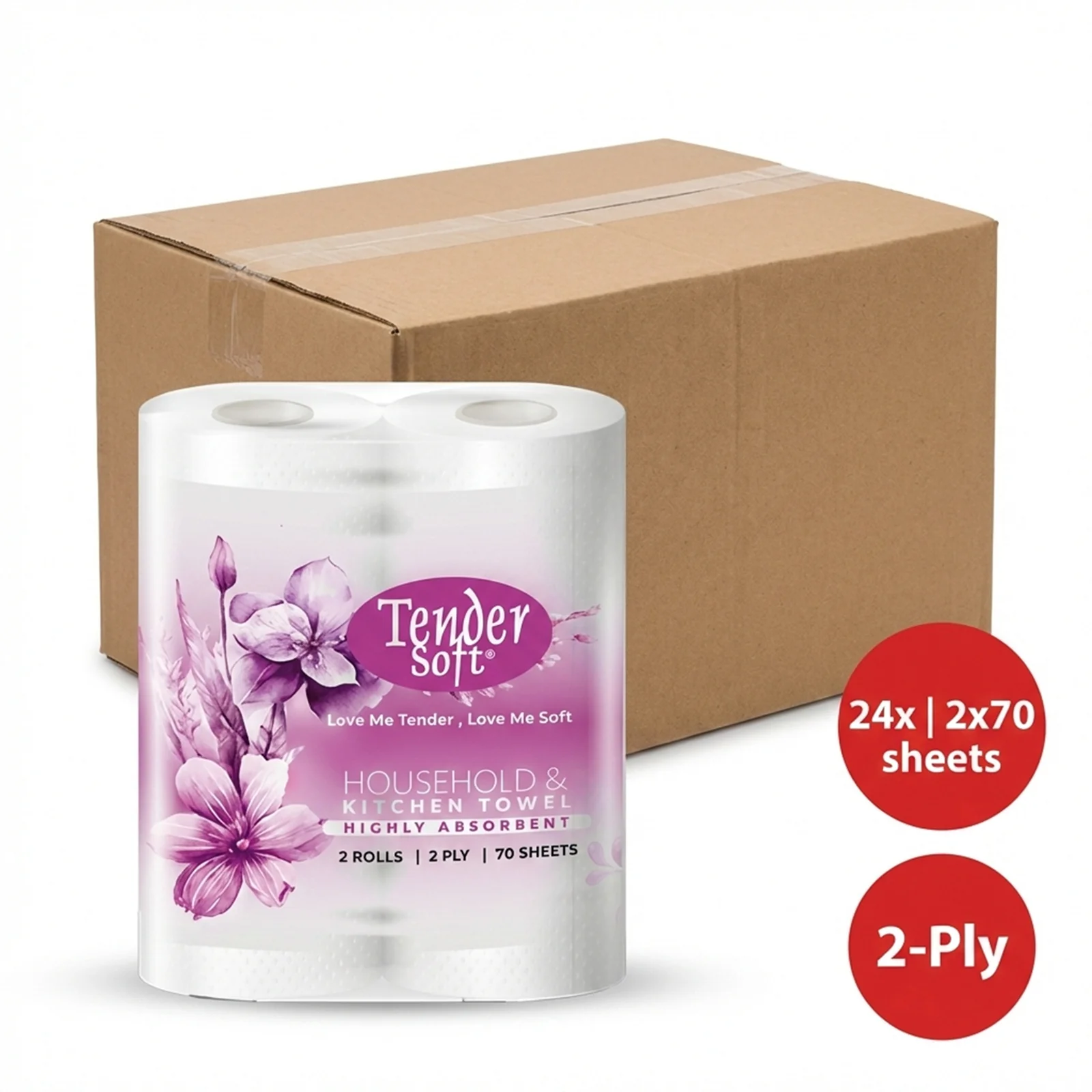 Tender Soft Kitchen Towel 2ply 70sheets x 2 - Image 2