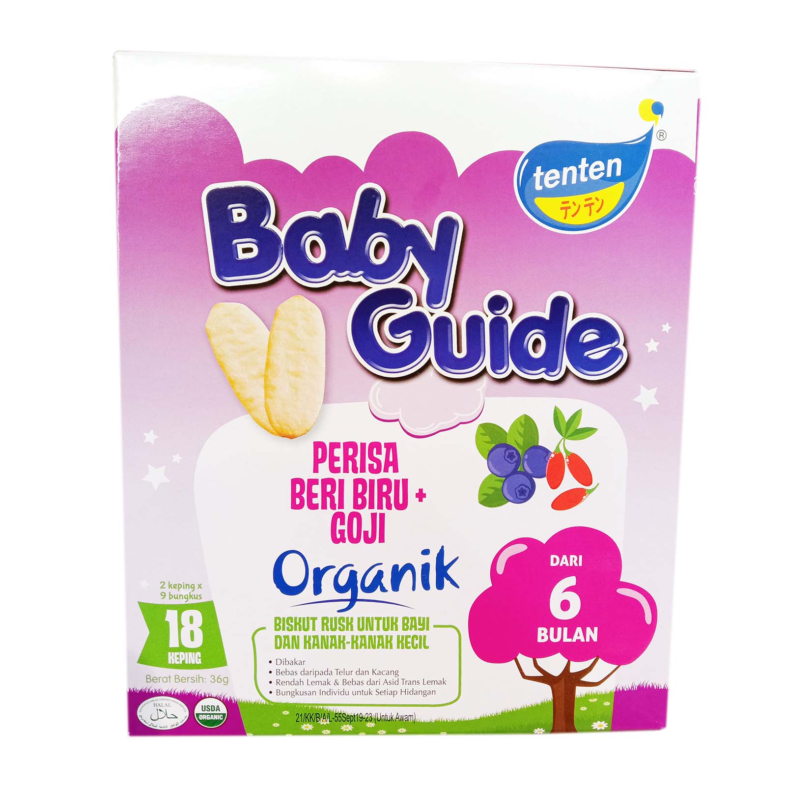 Tenten Baby Guide Berry Goji Rice Rusk Baby 36g - Image 2