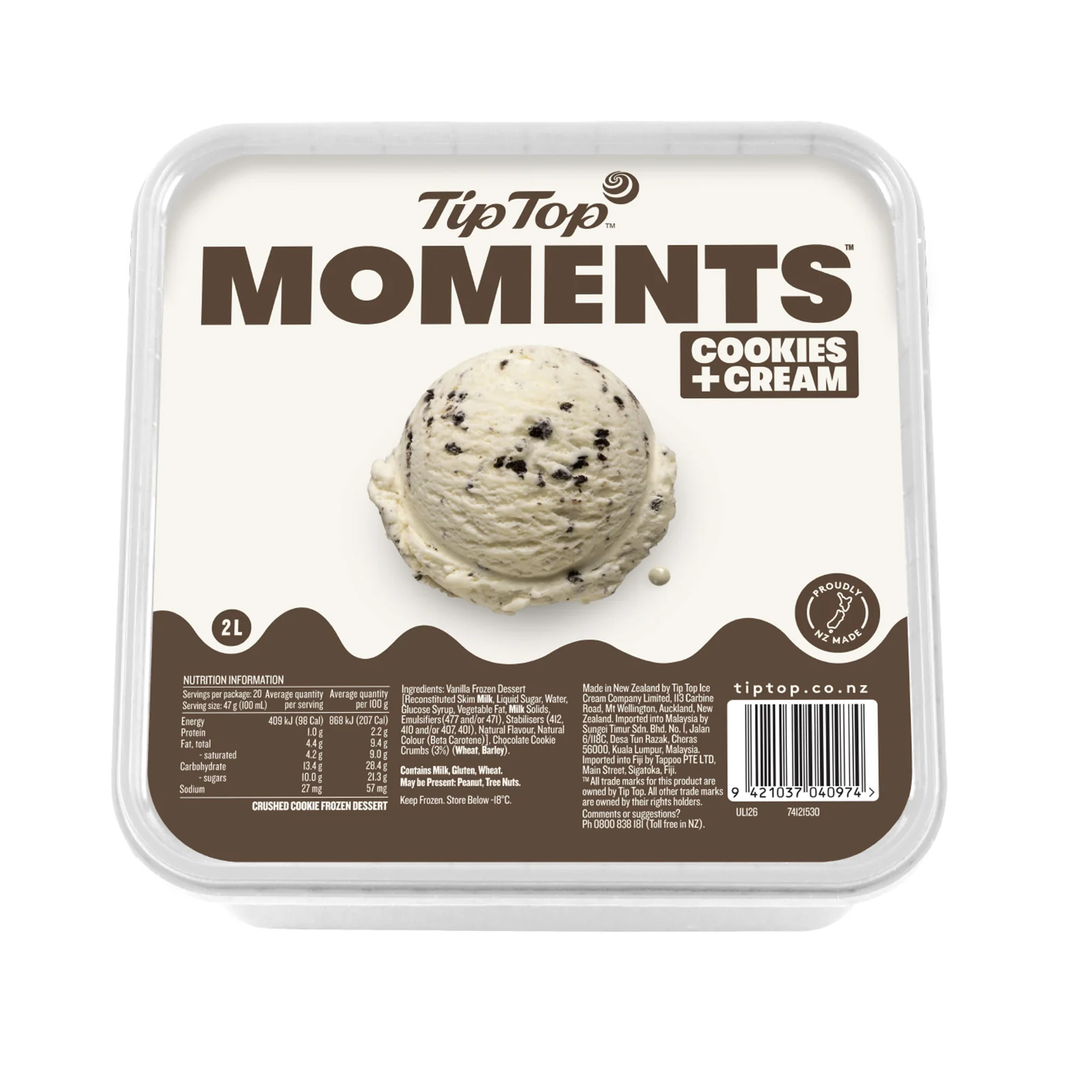 Tip Top Moments Cookies & Cream Ice Cream 2L - Image 2