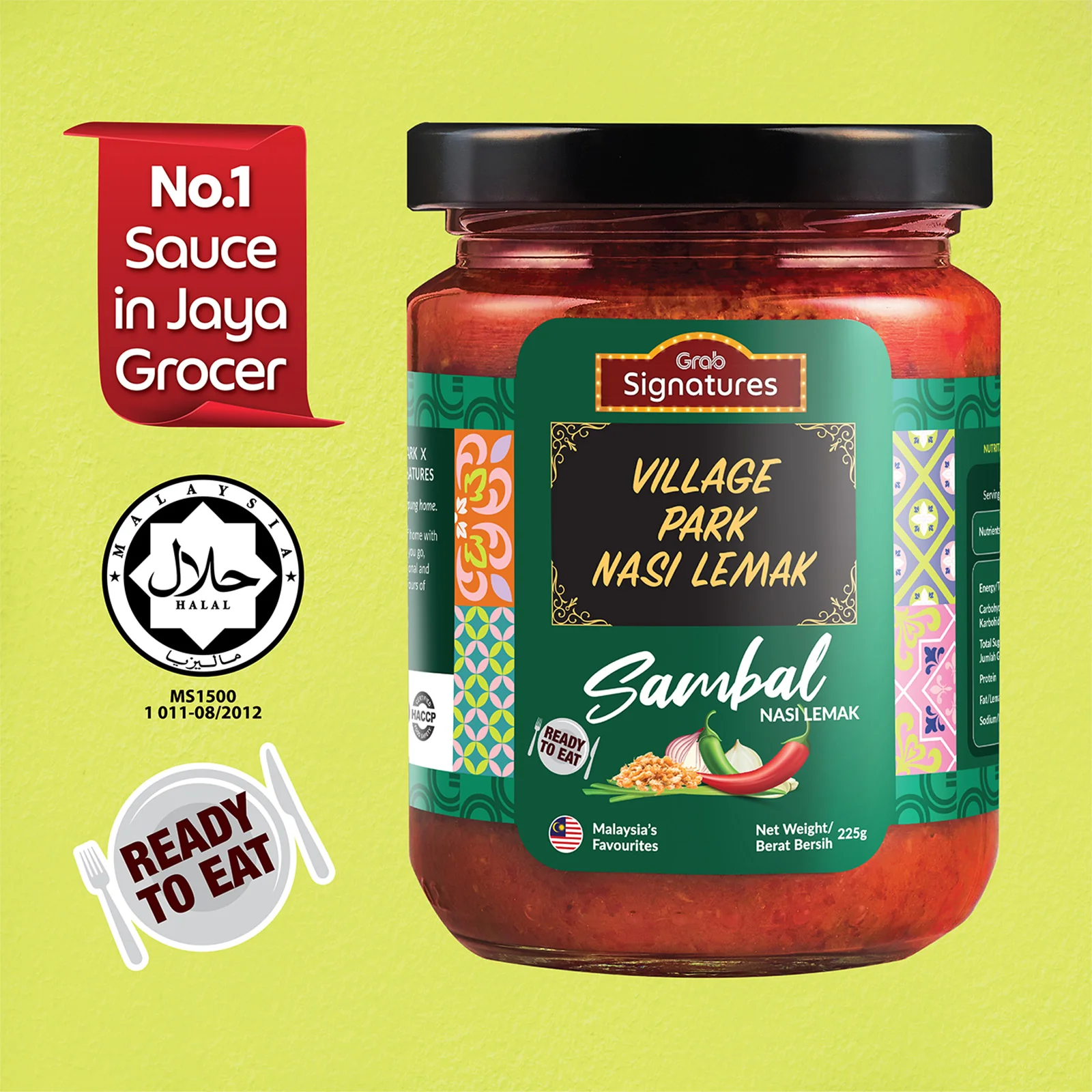 Grab Signatures Village Park Nasi Lemak Original Sambal Jar 225g - Image 3