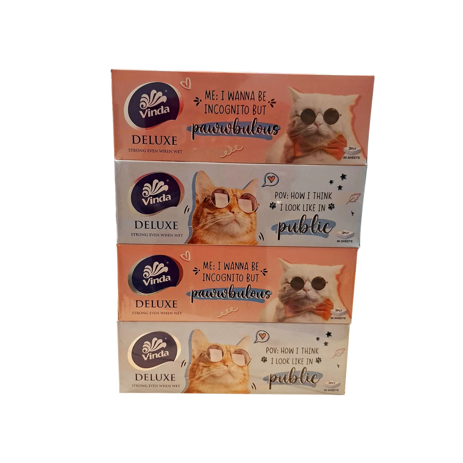 Vinda Deluxe 3Ply Facial Tissue Blue 80pcs x 4 - Image 2