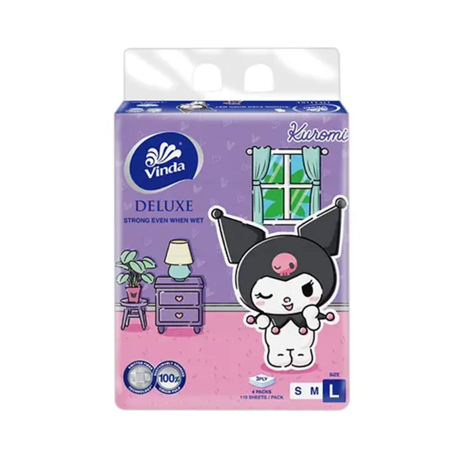 Vinda Deluxe 3ply Facial Tissues Soft Pack 110pcs x 4 - Image 2