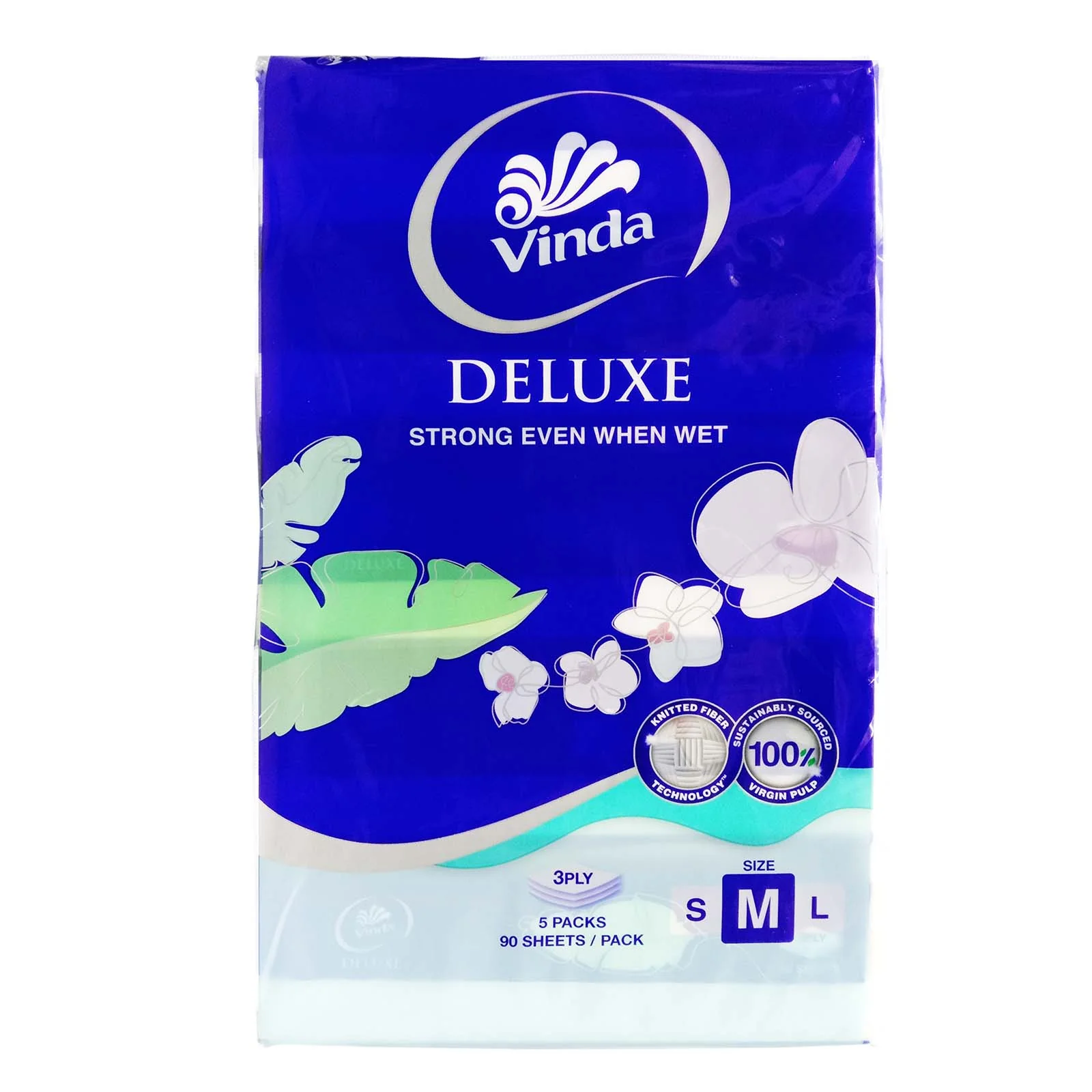 Vinda Deluxe Soft Pack Facial Tissue Medium 3ply 90pcs x 5 - Image 2