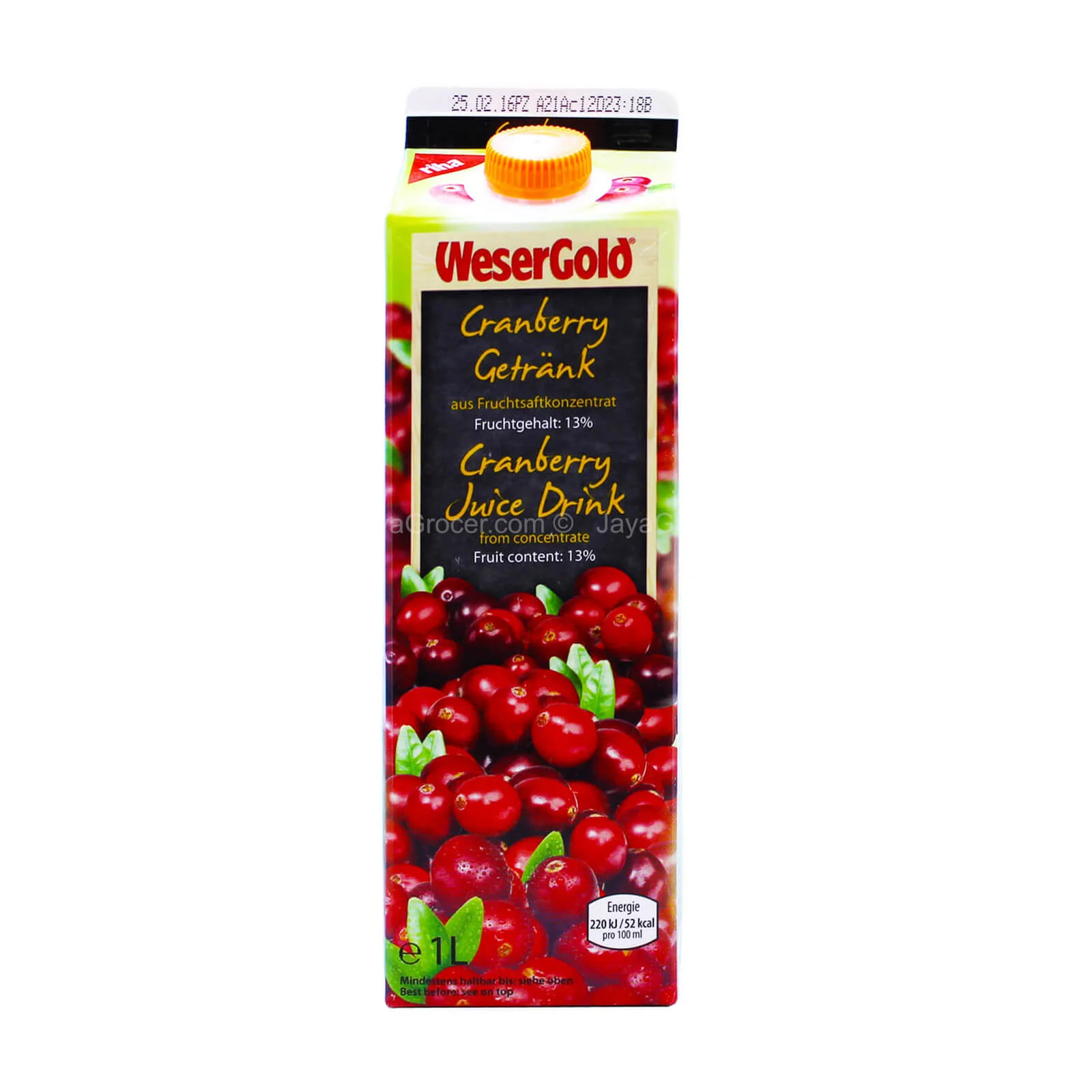 Weser Gold Cranberry Juice 1L - Image 2